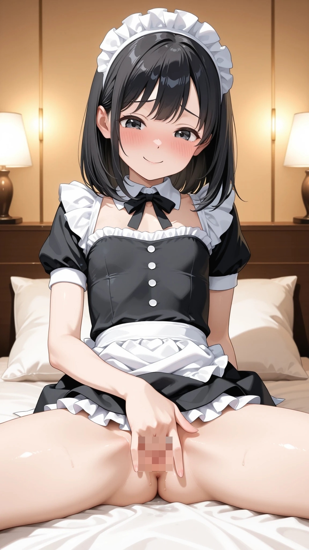 貧乳黒髪メイド美少女とラブホでエッチ