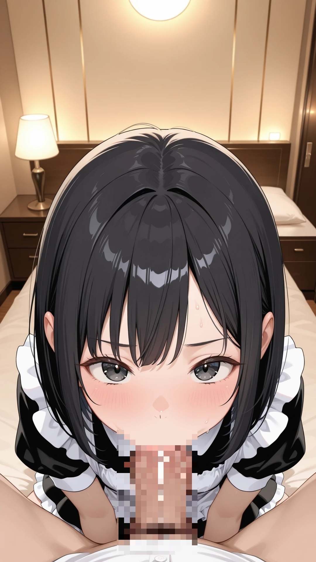 貧乳黒髪メイド美少女とラブホでエッチ
