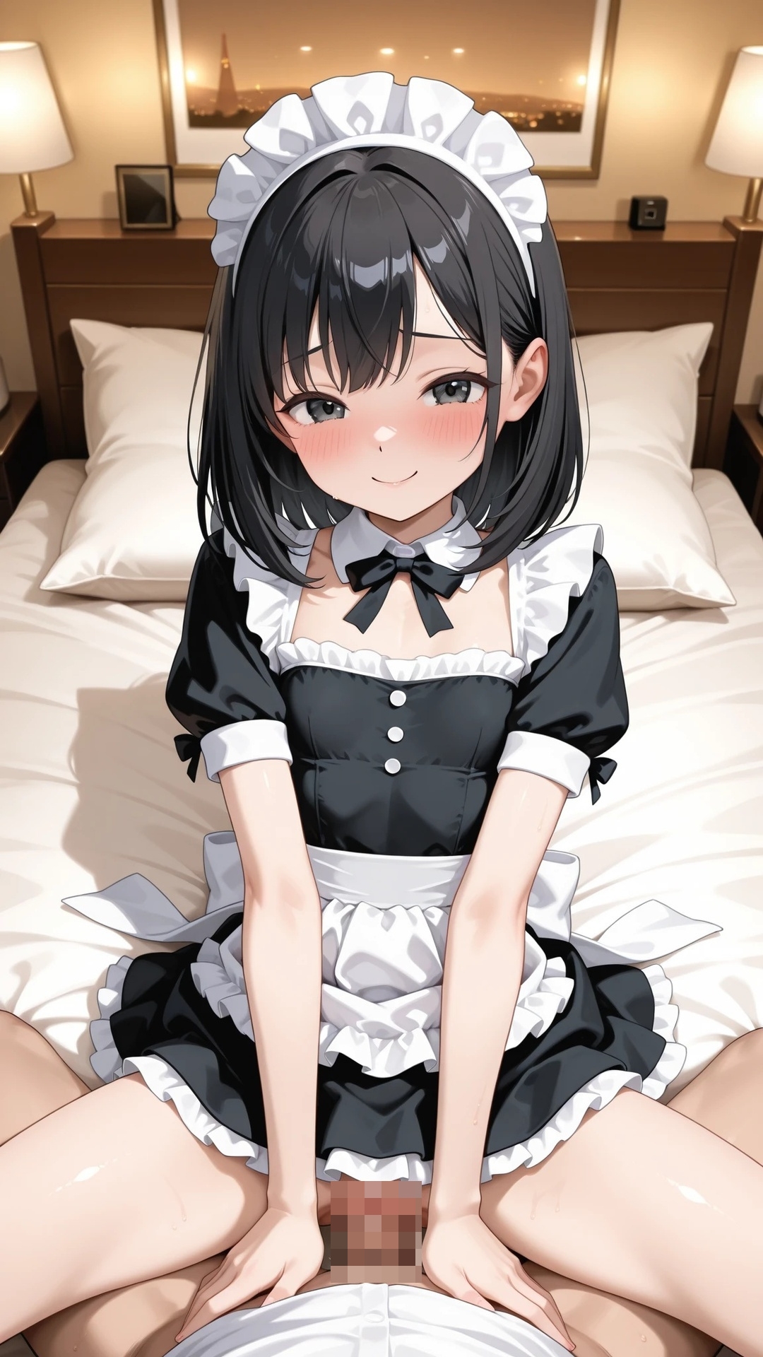 貧乳黒髪メイド美少女とラブホでエッチ