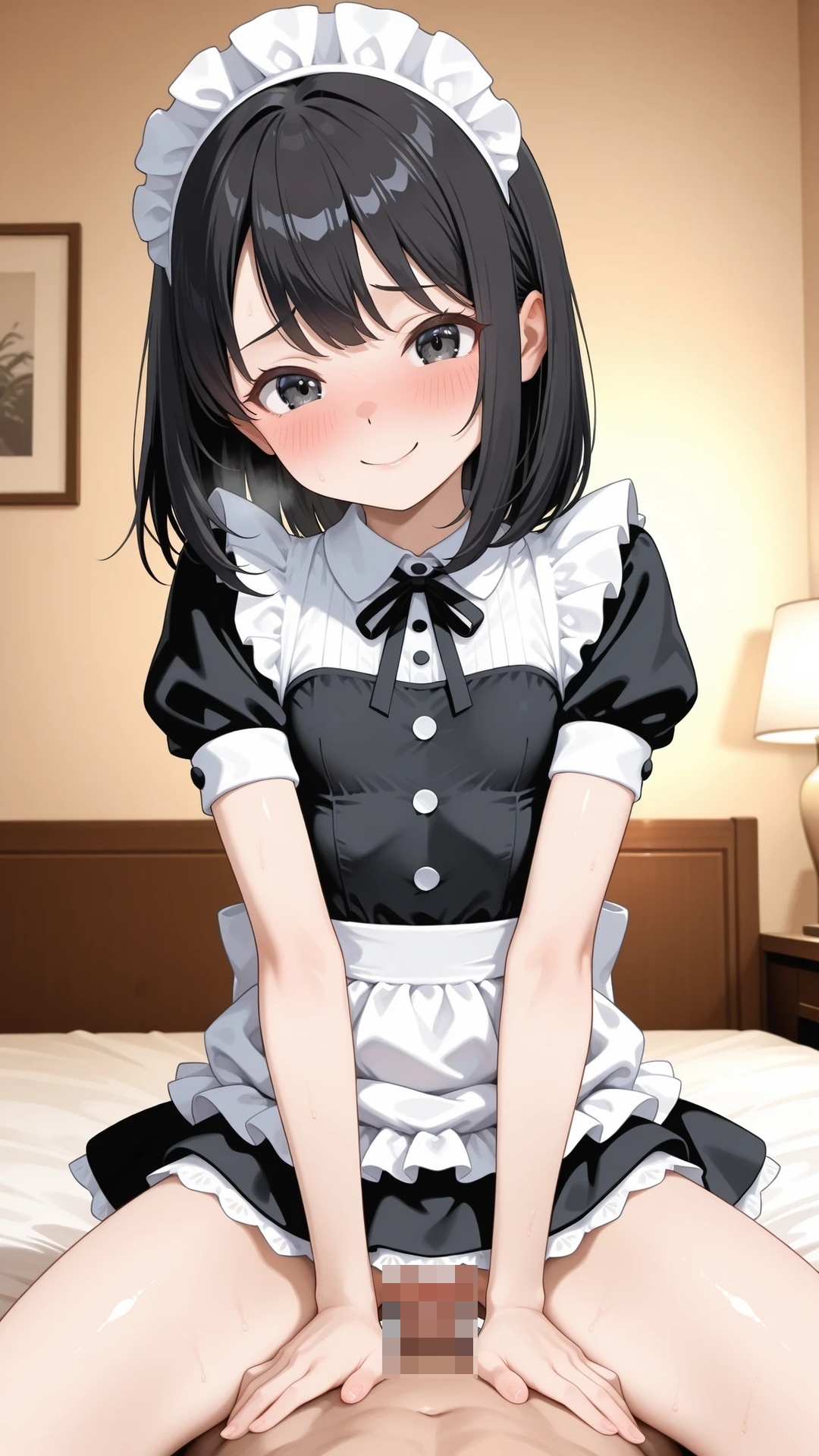 貧乳黒髪メイド美少女とラブホでエッチ