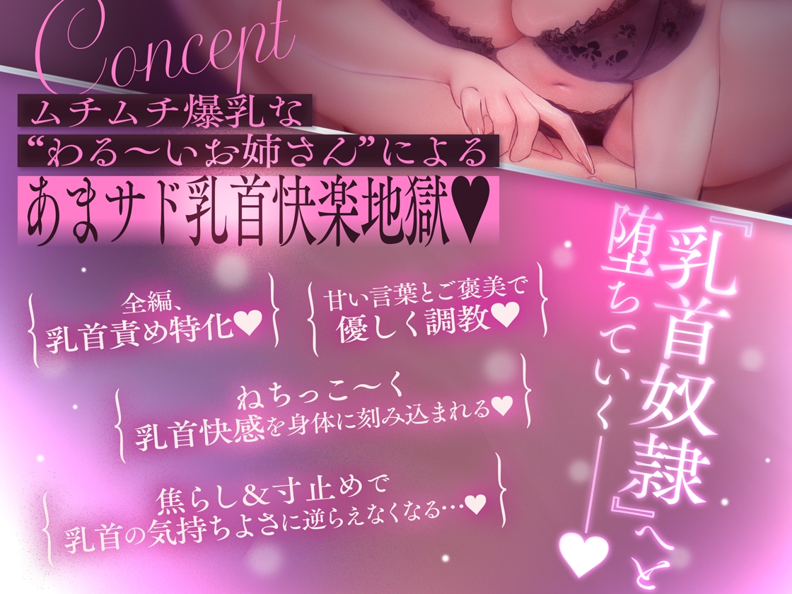 【乳首奴○堕ち】マチアプで出会った"わる～いお姉さん"にねっとり優しく乳首調教される音声～あまサド乳首快楽地獄～