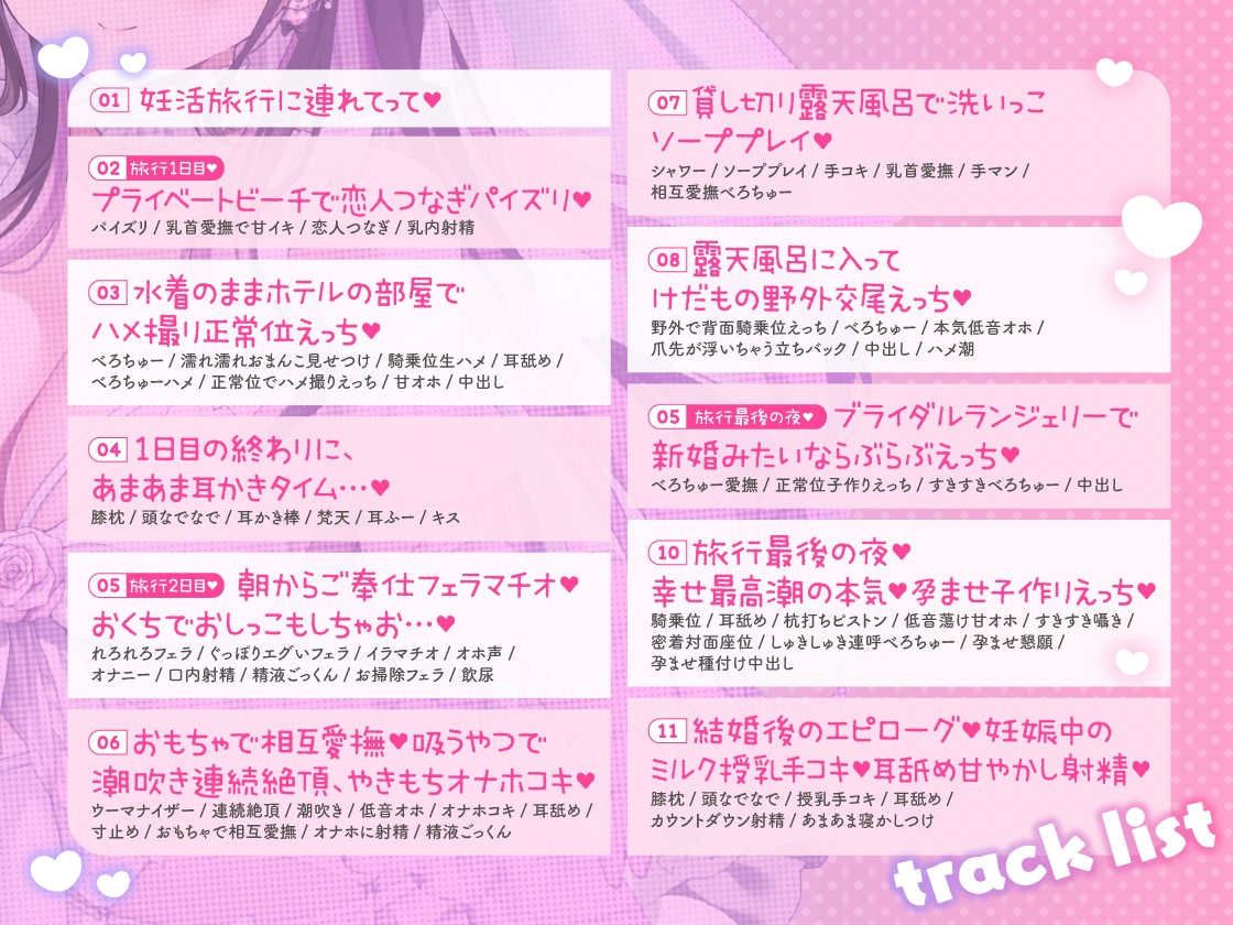 【4時間11トラック♡】地雷系なのにえっぐいプレイも許してくれる良妻彼女との全肯定あまあま妊活旅行～リゾートホテル2泊3日、いつでもどこでも子作り孕ませえっち♡～