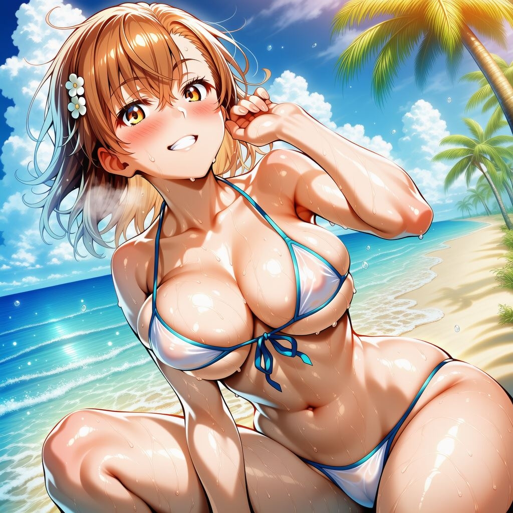 最強電撃ヒロインとある美琴のビキニグラビア 〜南国ビーチで輝く豊満ボディ〜