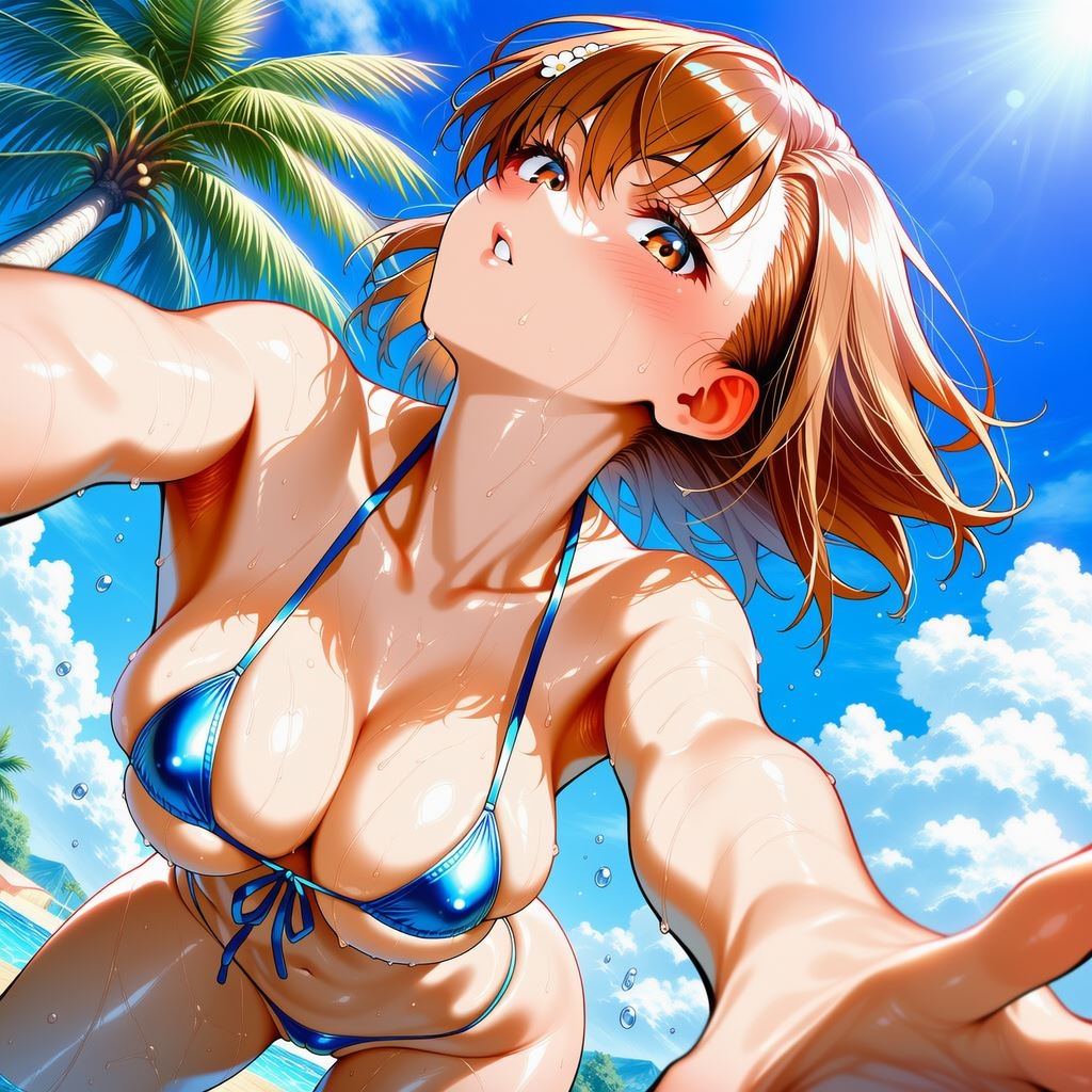 最強電撃ヒロインとある美琴のビキニグラビア 〜南国ビーチで輝く豊満ボディ〜