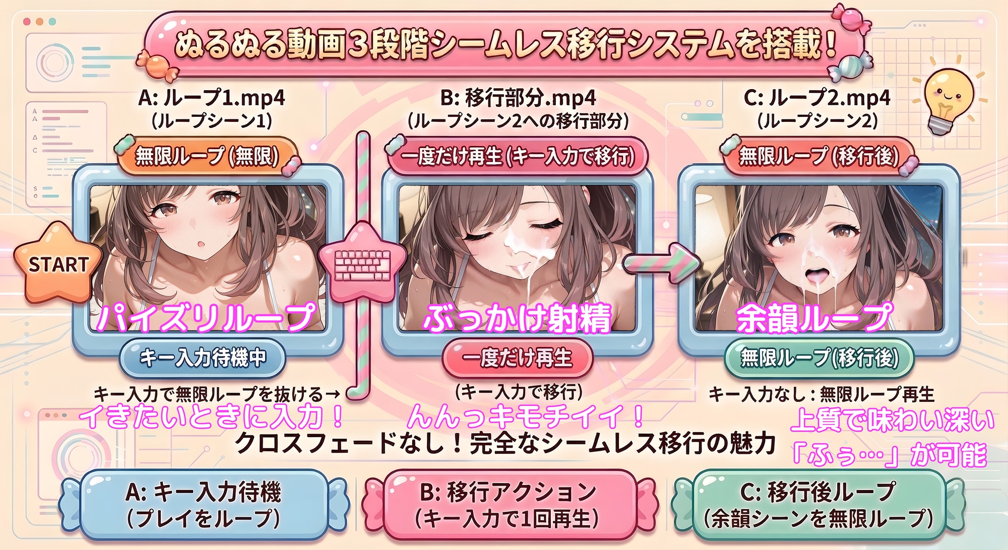 【動くパイズリぶっかけ】月のオカに降る恋の鐘 〜爆乳方言アイドルにパイズリしてもらい、好きなタイミングでぶっかけ顔射して、射精後の余韻も動画で楽しめるミニゲーム