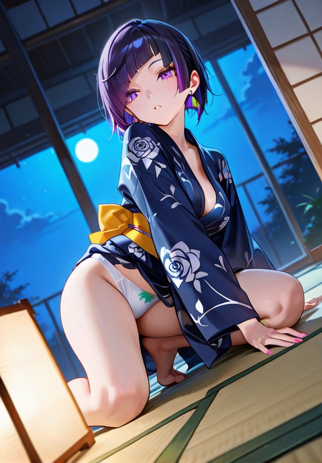 夏夜の浴衣から覗く下着