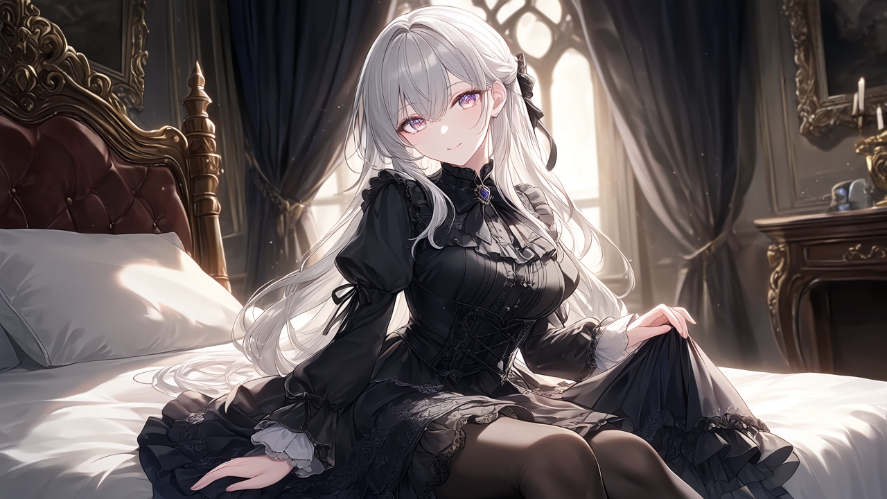 【AIイラスト集】ゴシックロリータ美少女〜優雅な黒タイツファッション〜