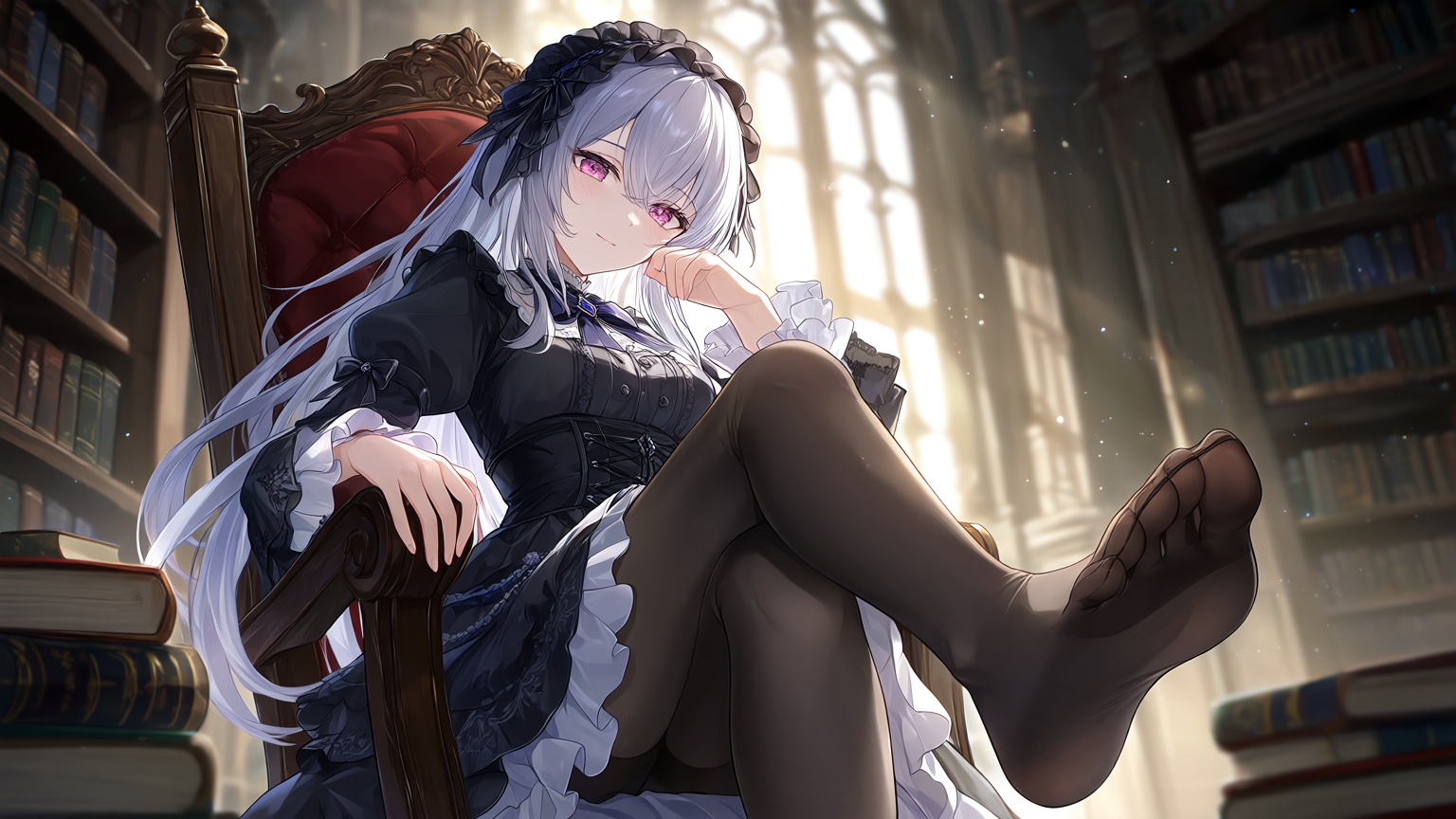 【AIイラスト集】ゴシックロリータ美少女〜優雅な黒タイツファッション〜