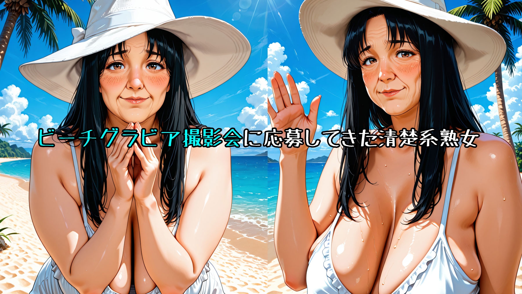 【熟女艶体撮影】清楚系熟女(処女)が夏のビーチのグラビア撮影に応募してきた