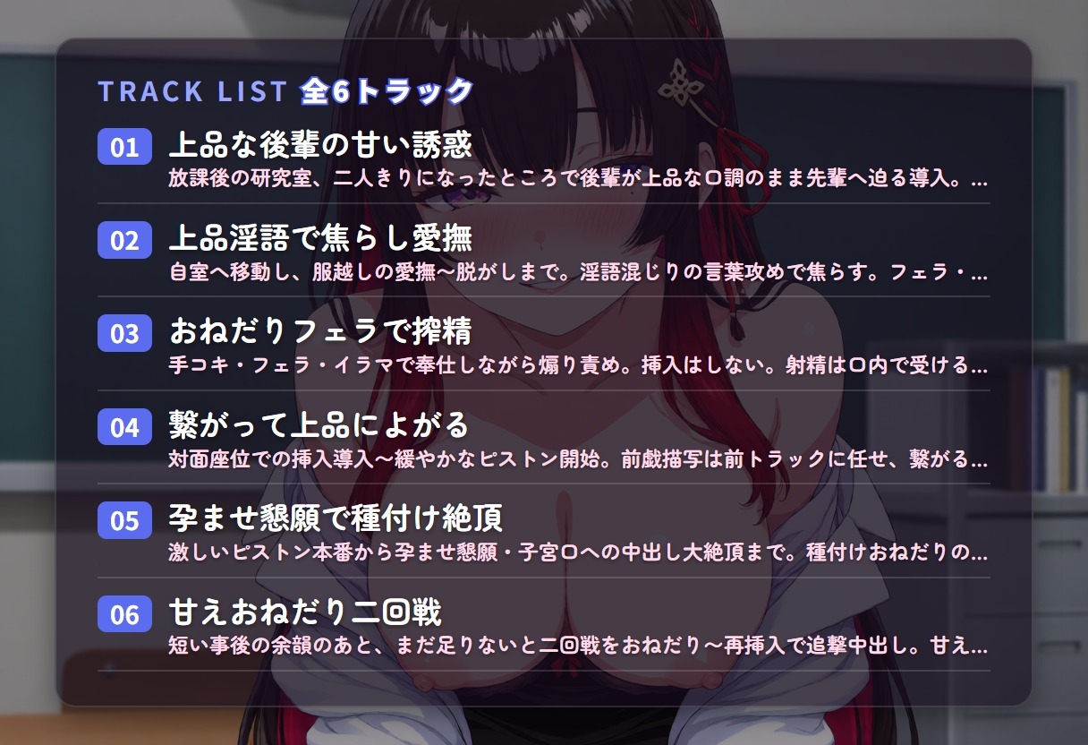 【淫語囁き×孕ませ懇願】清楚系ドスケベ後輩の先輩専用おねだり種付け ～上品なのに下品におまんこねだって中出し搾精♡～(全47分) – Preview 3