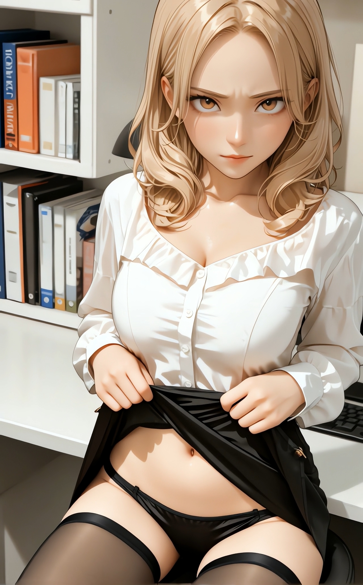 【OLパンティ】会社で女子社員に誠心誠意お願いしたら微妙な顔しながらもパンティ見せてくれたアニメーション【109動画】 – Preview 4