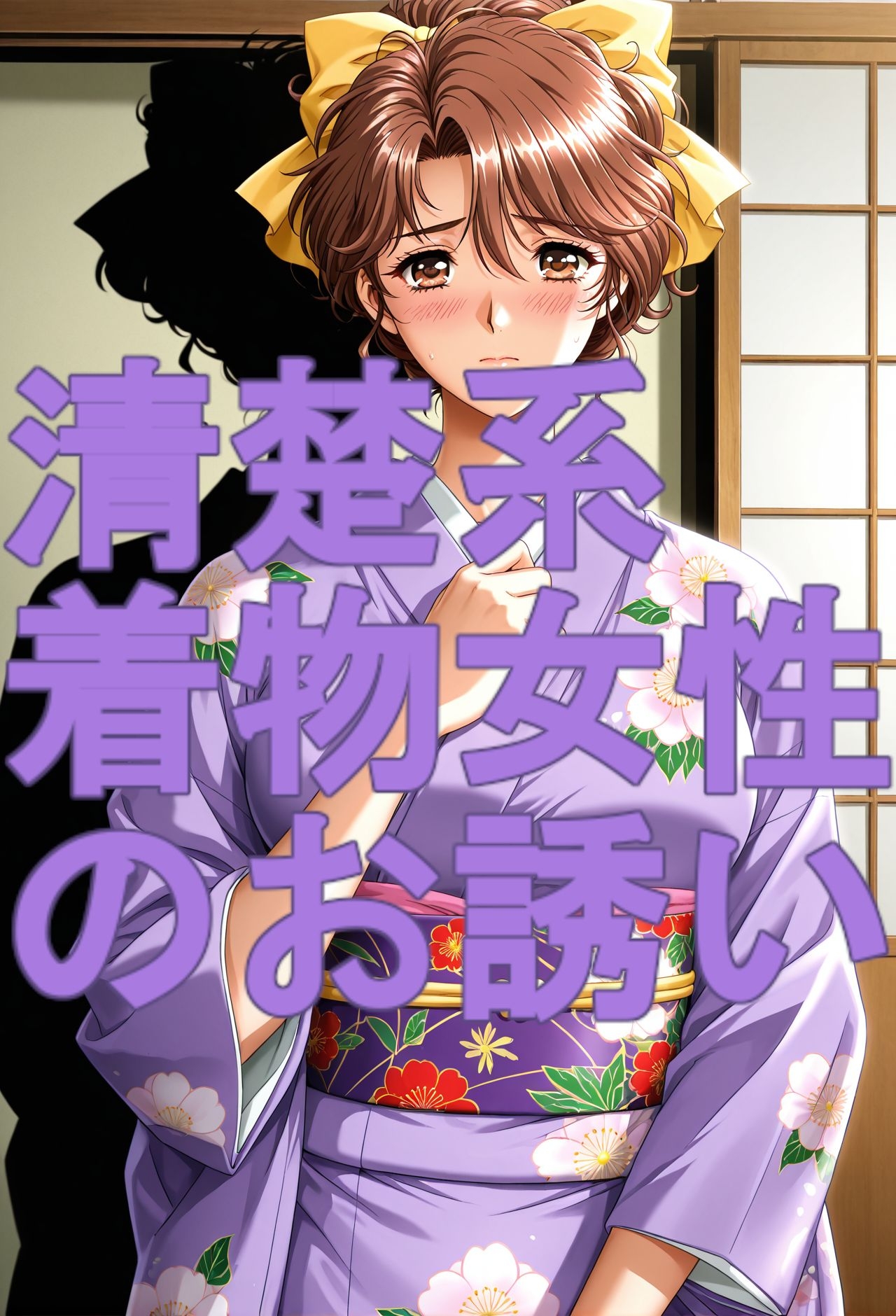 ストーリー風、イラスト集。日本語、吹き出しコメントあり。清楚系着物女性のお誘い。