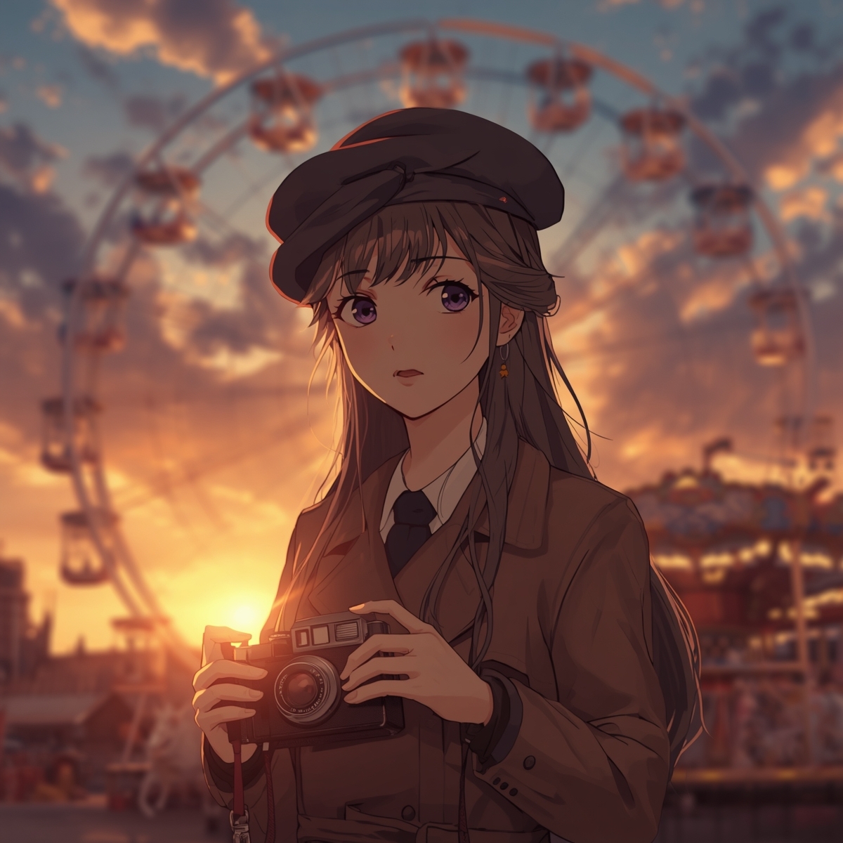 【AIイラスト集】NOSTALGIA III - 追憶のネガフィルムと夕暮れの遊園地 - – Preview 3