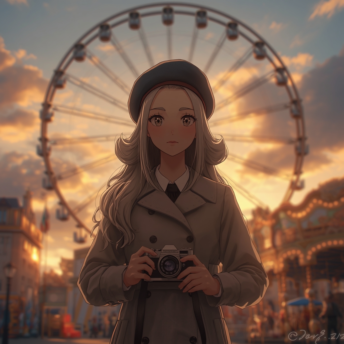 【AIイラスト集】NOSTALGIA III - 追憶のネガフィルムと夕暮れの遊園地 - – Preview 4