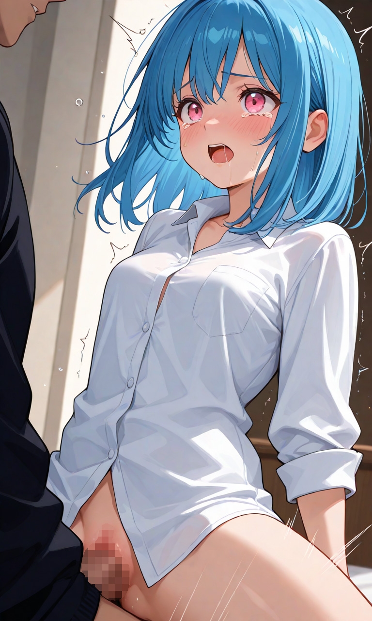 この娘を〇そう！裸Yシャツ青髪っ娘！！全裸もあるよ。