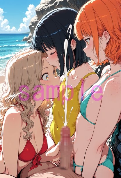 CFNMビーチで現地の女の子たちにじっくりち〇ぽを観察していただいて射精させていただく画像集1 – Preview 5