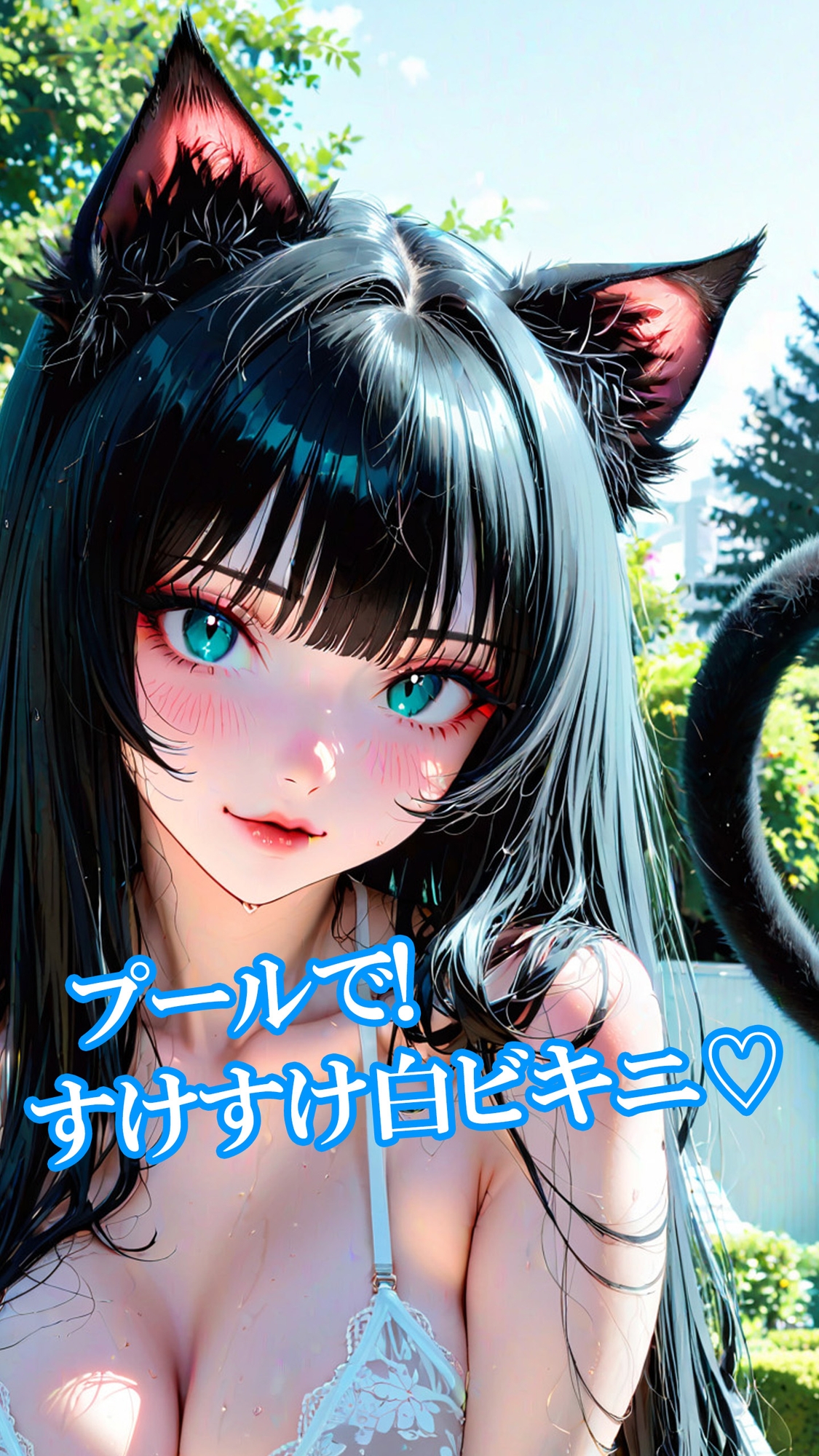 猫耳ちゃんのプールでスケスケ白ビキニ(ボテ腹・触手・乳首責め・産卵)静止画100枚+gifループ動画5本 – Preview 2
