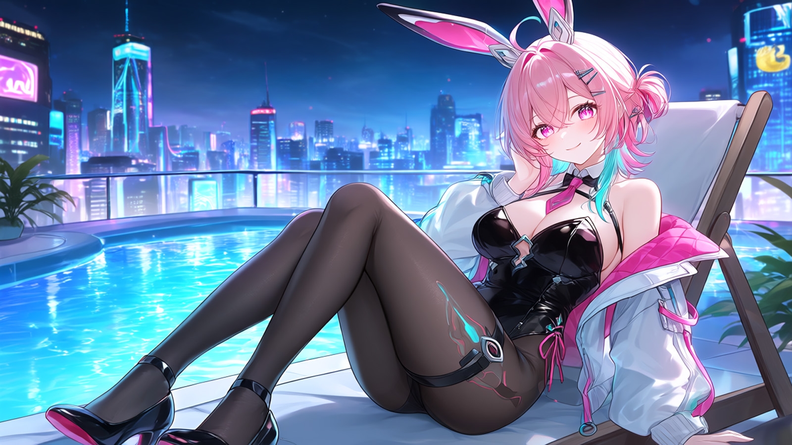 サイバーバニーガール〜ネオン輝く黒タイツファッション〜 – Preview 4