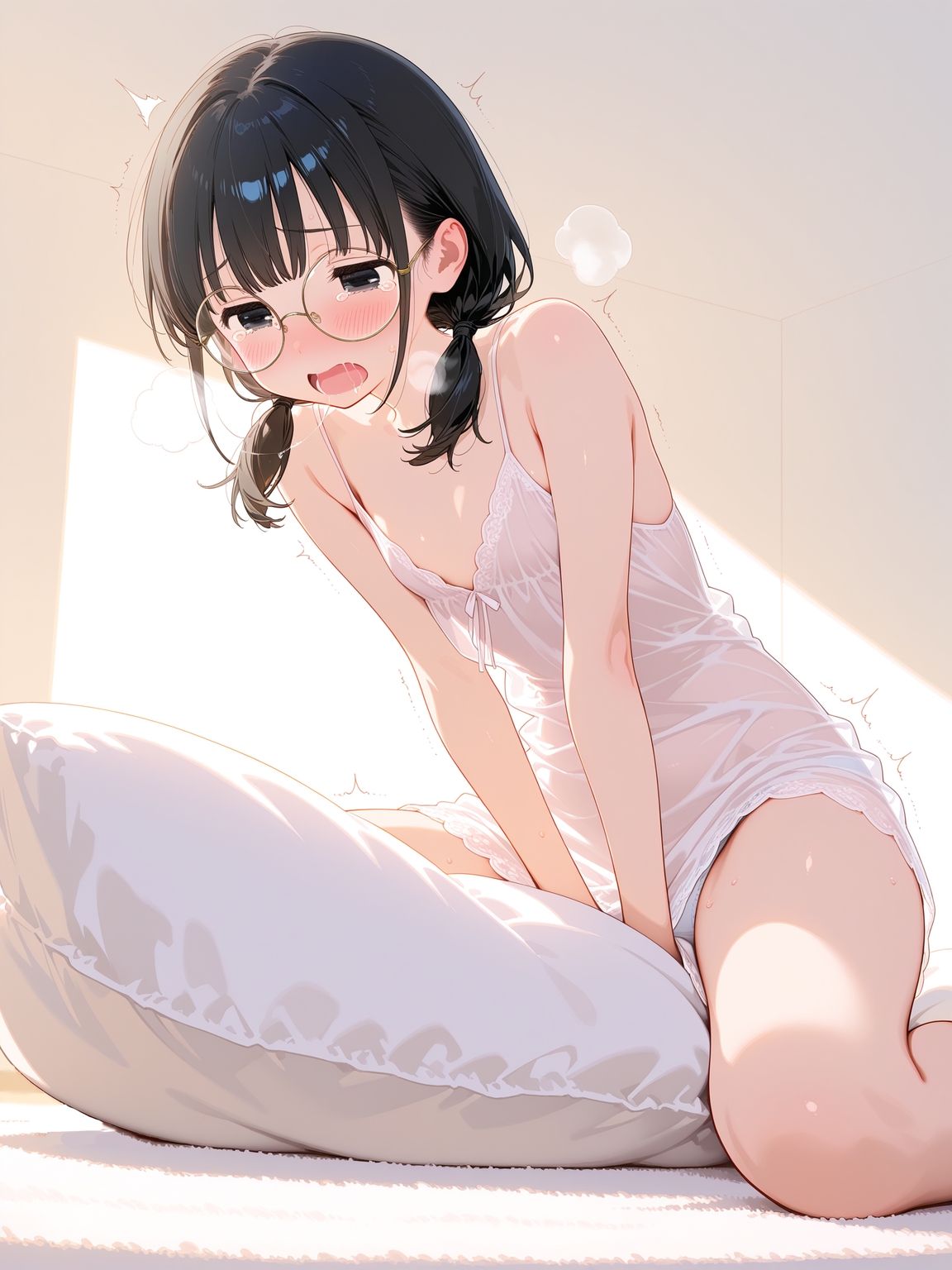眼鏡女子が白い部屋をおしっこで染めたりする話