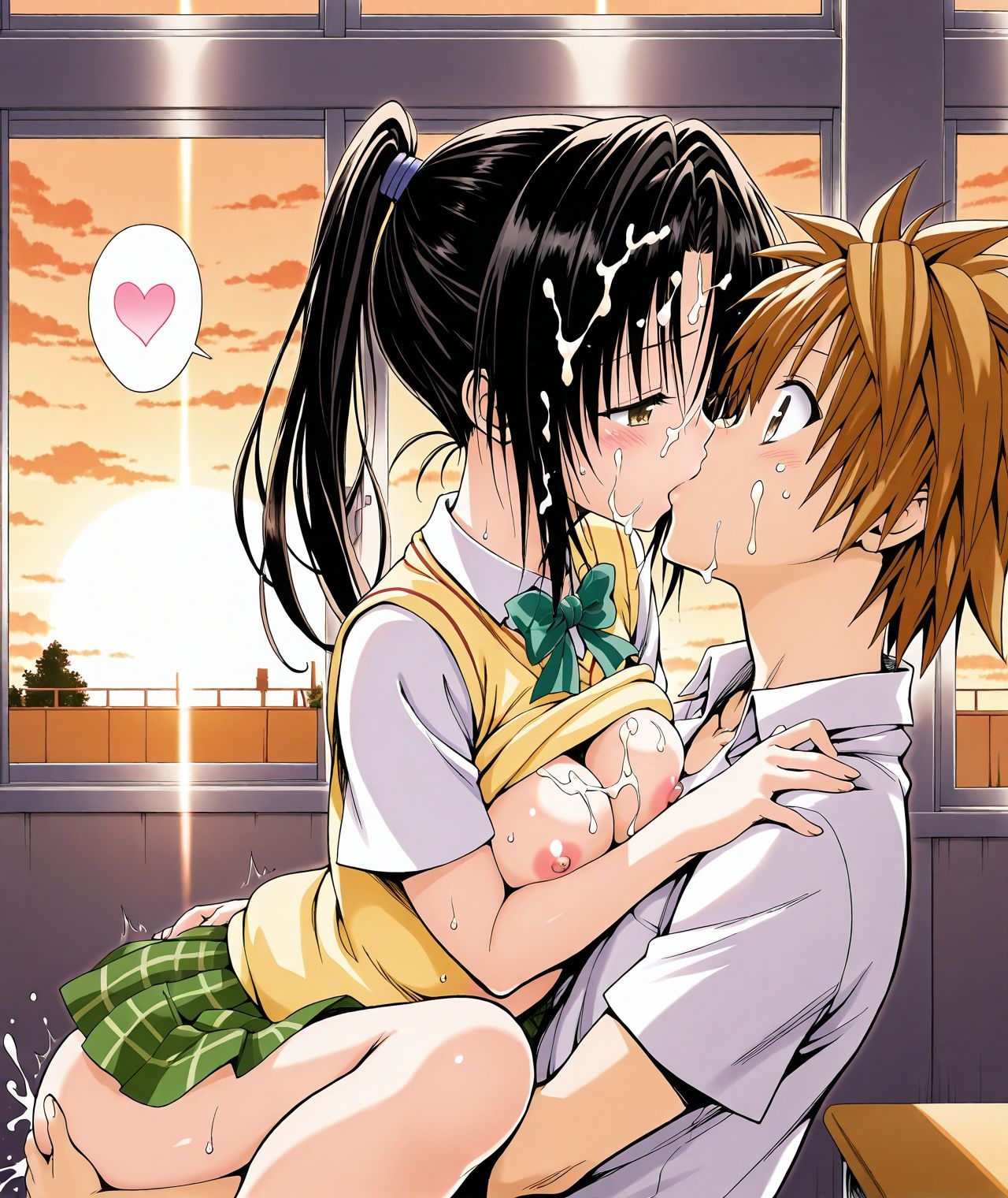 【CG集TLHR1対応】【アクシデン To LOVE】黒髪ポニテロングクーデレ先輩(実はドスケベ)女学生八条凛子ちゃんと放課後の教室でラブラブ学生服エッチで中だし大量射精 – Preview 5