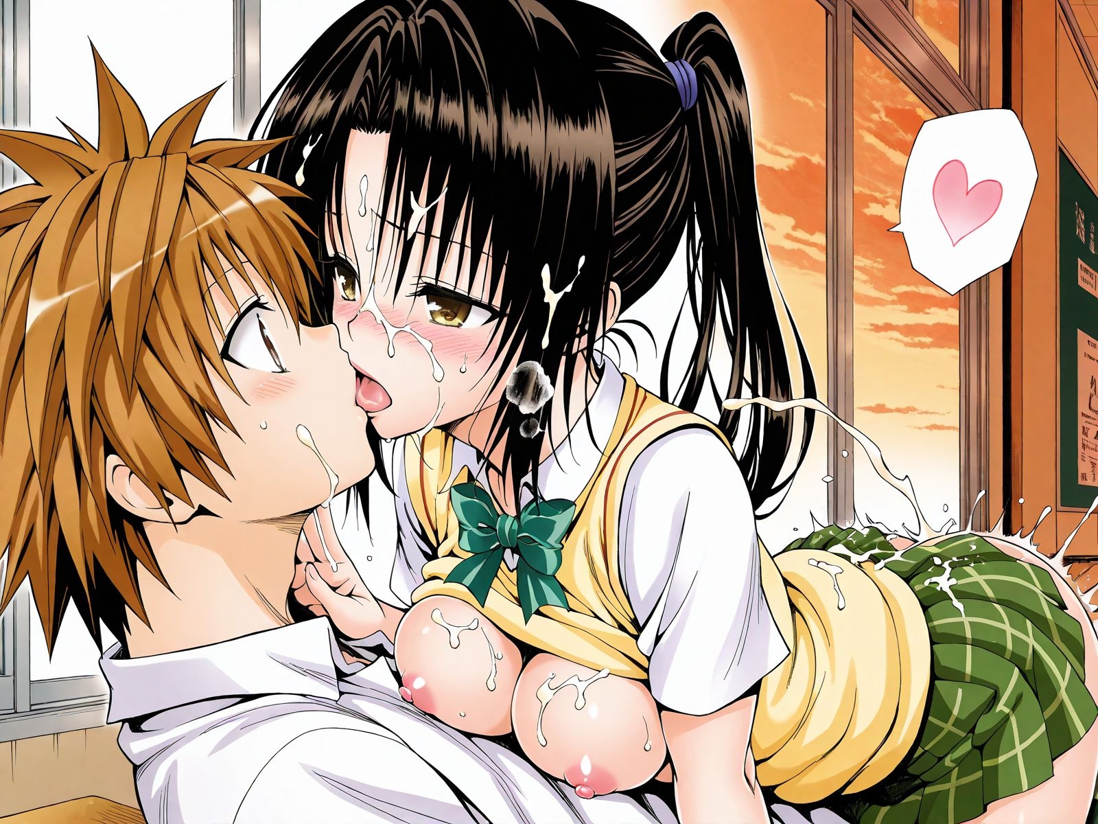 【CG集TLHR1対応】【アクシデン To LOVE】黒髪ポニテロングクーデレ先輩(実はドスケベ)女学生八条凛子ちゃんと放課後の教室でラブラブ学生服エッチで中だし大量射精 – Preview 8