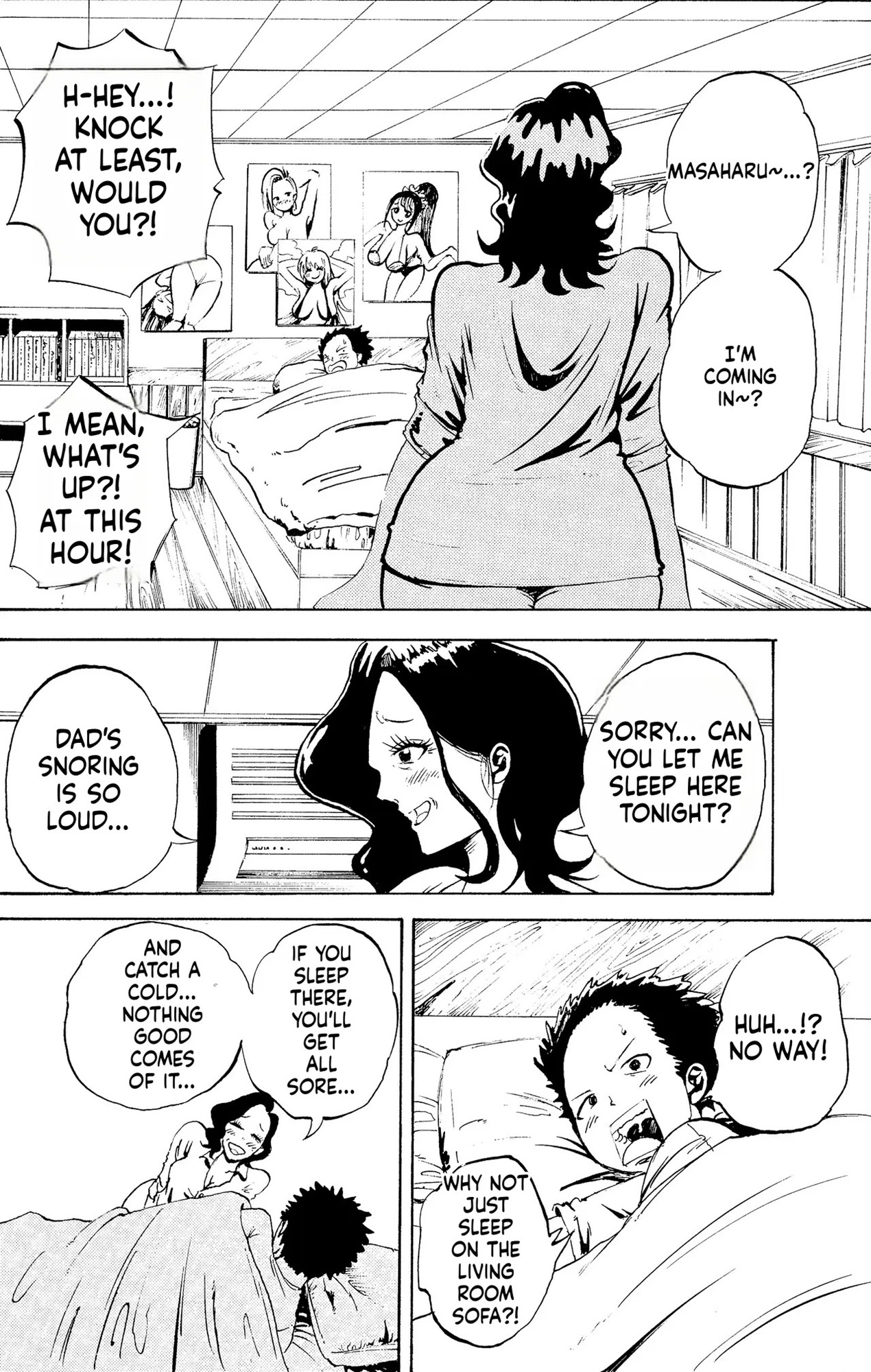 Mother and son having sex started when she said, "Sorry... Can I sleep in your room tonight?"