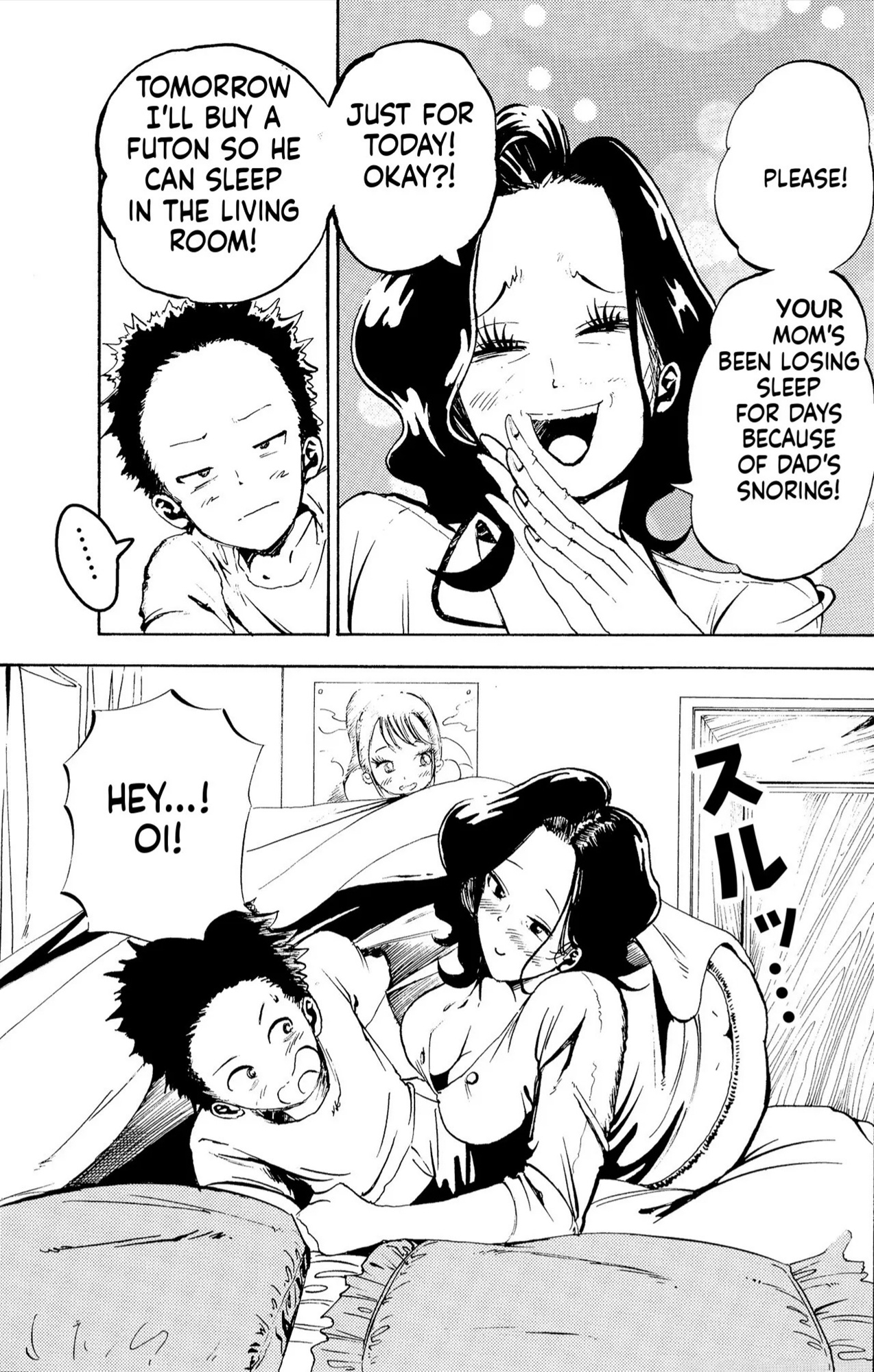Mother and son having sex started when she said, "Sorry... Can I sleep in your room tonight?"
