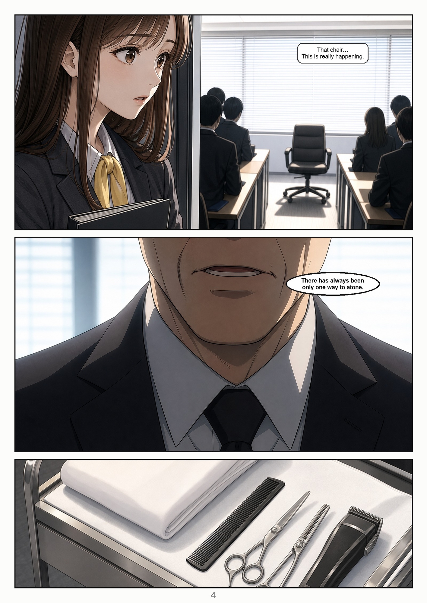 WABIGAMI — Hair of Atonement, Apology Haircut — Waist-Long Brown Hair to a Bowl Cut with Sides and Nape Clippered to 1mm