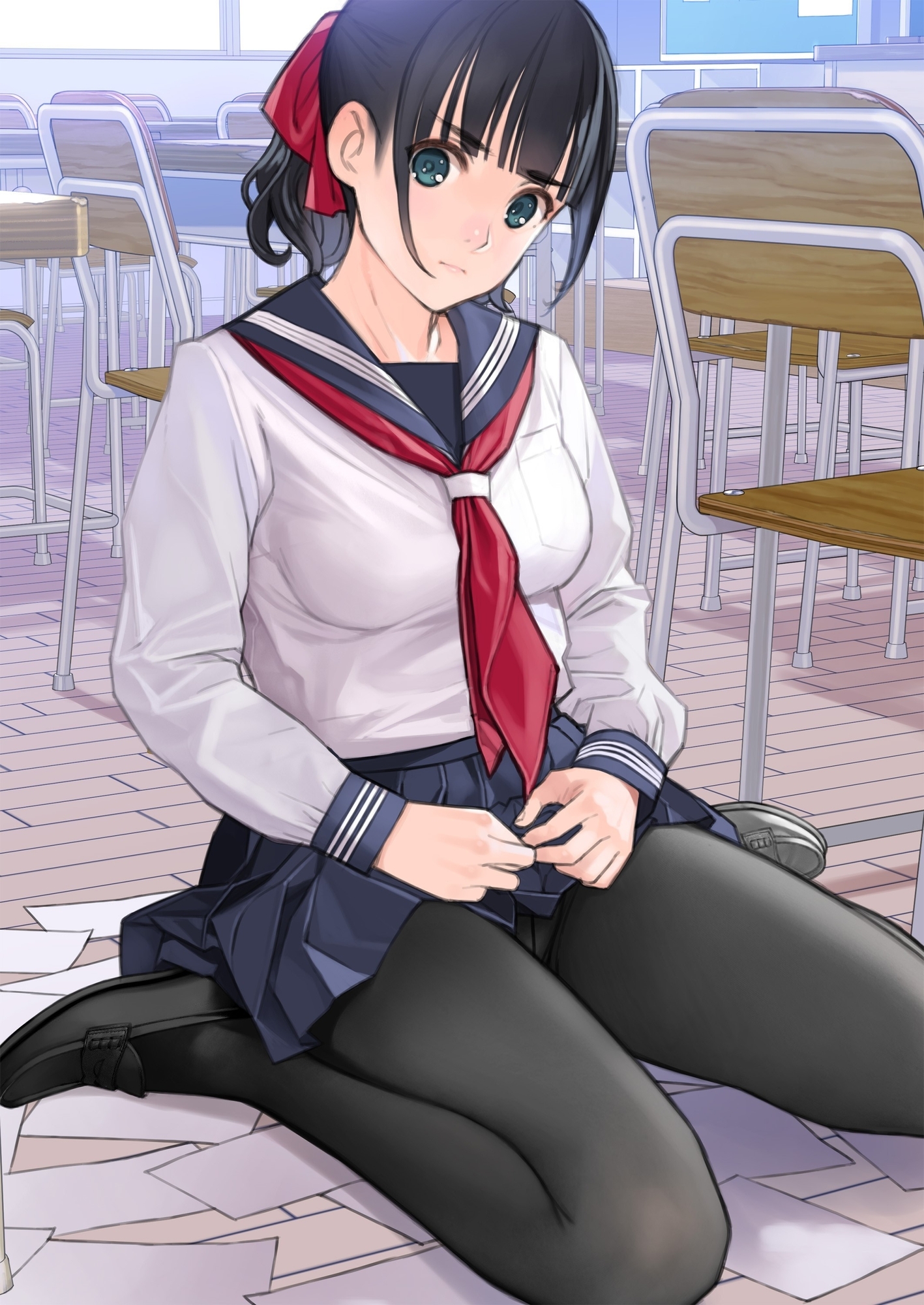 【スペイン語版】巨乳で黒タイツセーラー服の副委員長と陸上部の巨乳先輩がエッチなことさせられる本 – Preview 2