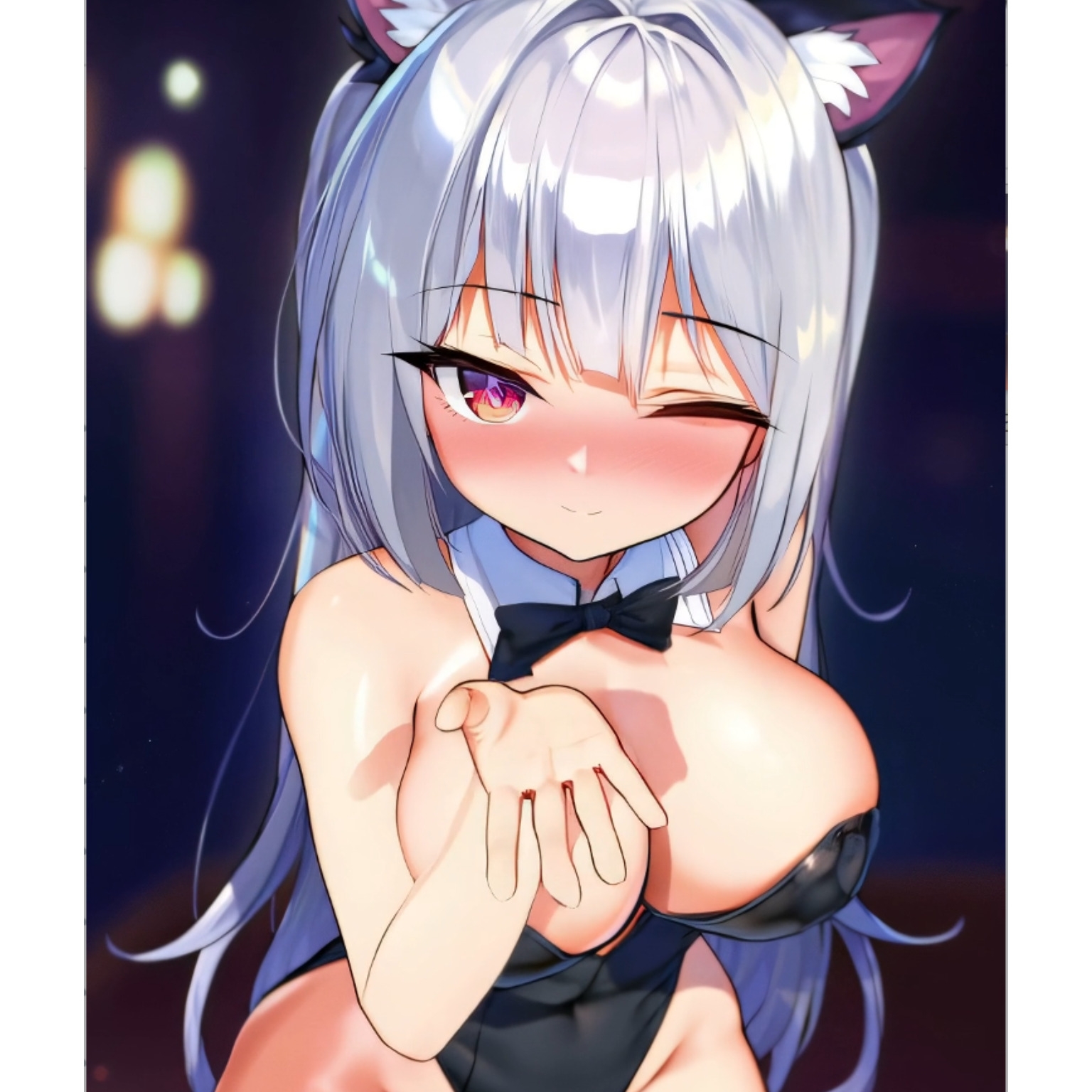 【モチマロ(11)】バニースーツ銀髪ネコ娘♡お試し版【誘惑モーション集】 – Preview 4