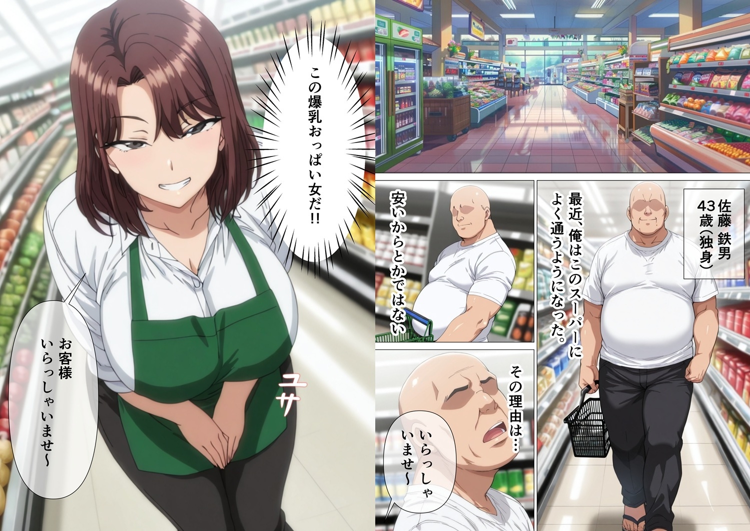 スーパーで働いているデカパイ子持ちママ店員を時間停止で孕ませセックスする話