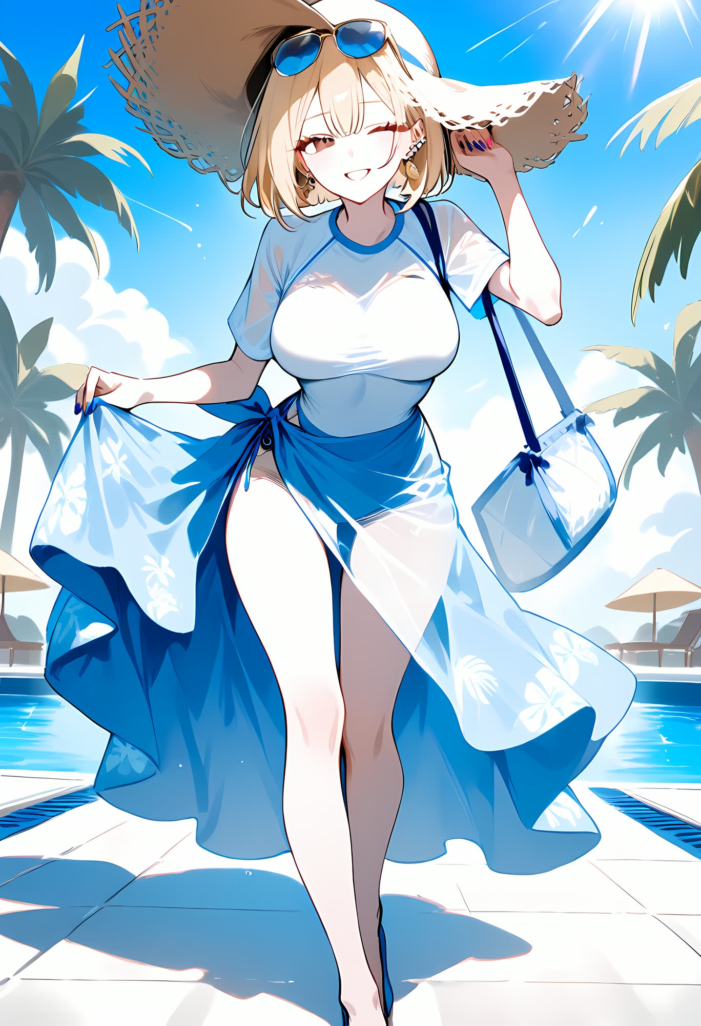 【巨乳】【金髪ギャル】【お姉さん】濡れ水着のリナ ―焼かない白ギャルの夏プール・余裕が崩れるまで― – Preview 2