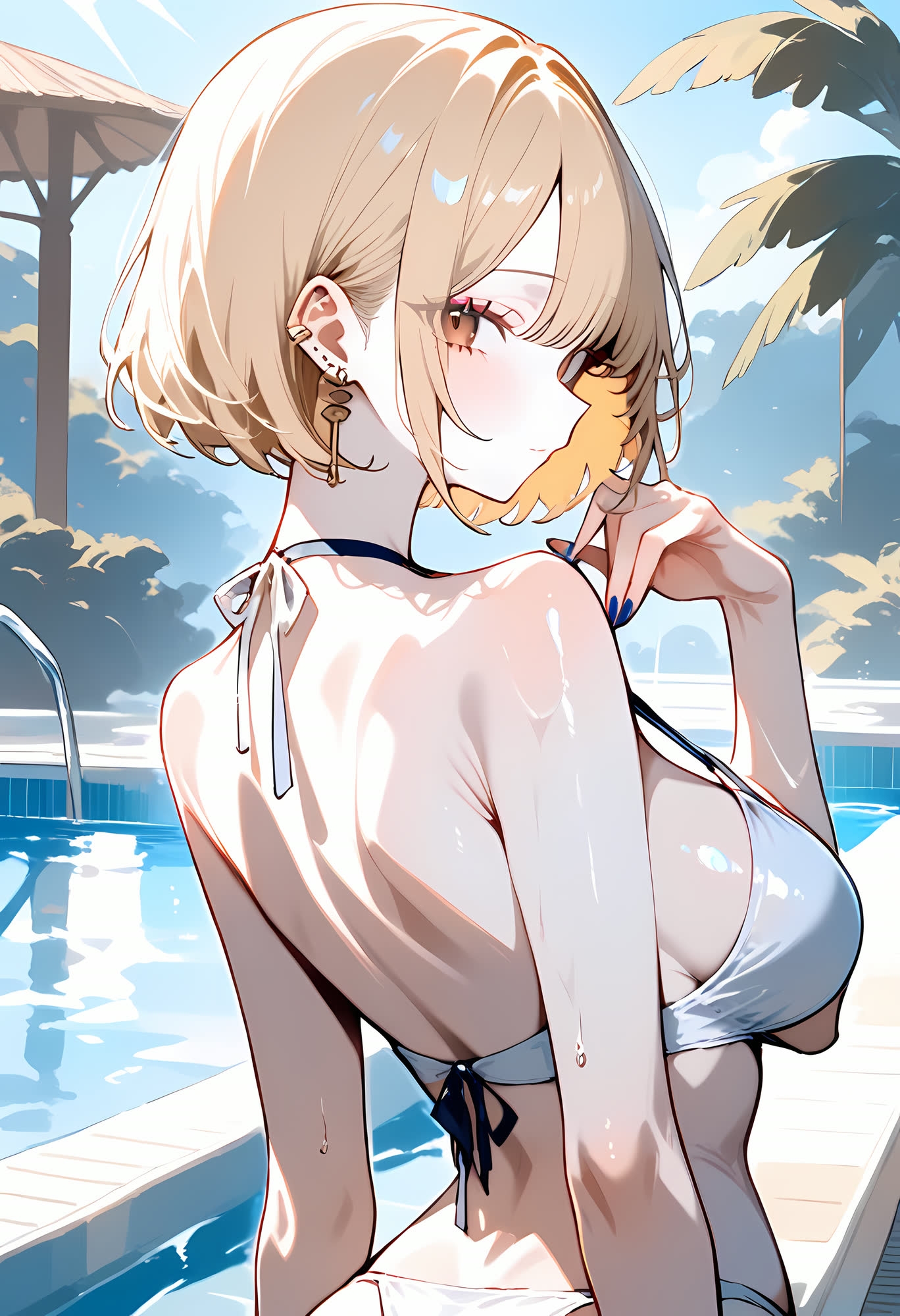 【巨乳】【金髪ギャル】【お姉さん】濡れ水着のリナ ―焼かない白ギャルの夏プール・余裕が崩れるまで― – Preview 7