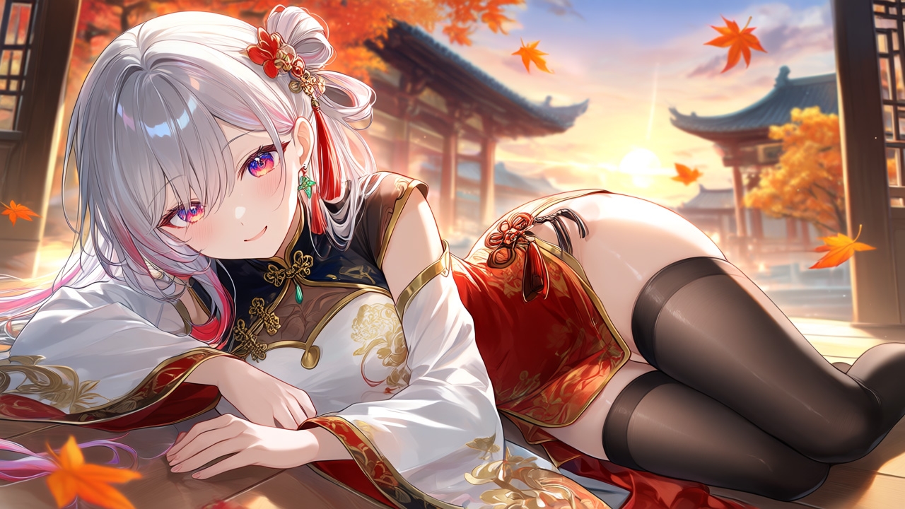 【AIイラスト集】チャイナドレス美少女〜艶やかな黒タイツファッション〜 – Preview 4