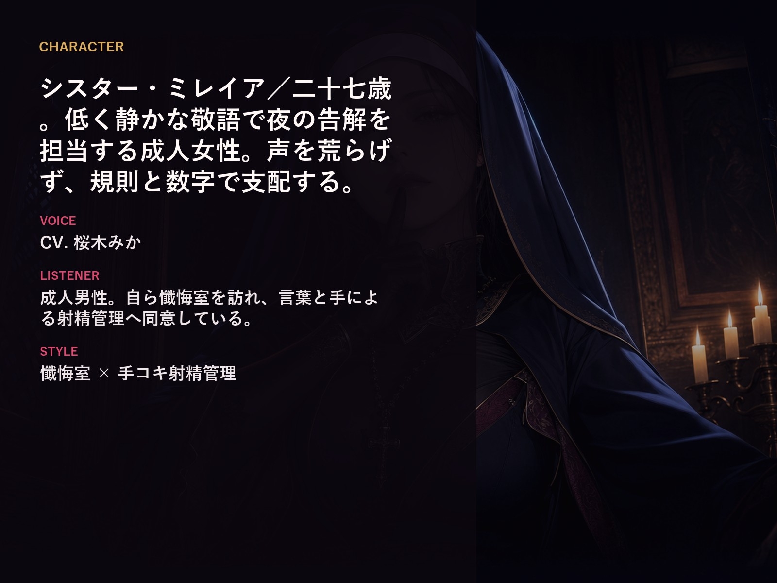 【無表情シスター×手コキ射精管理】「まだ、赦しません」白手袋の審問で四度寸止めされる、赦しの夜 – Preview 2