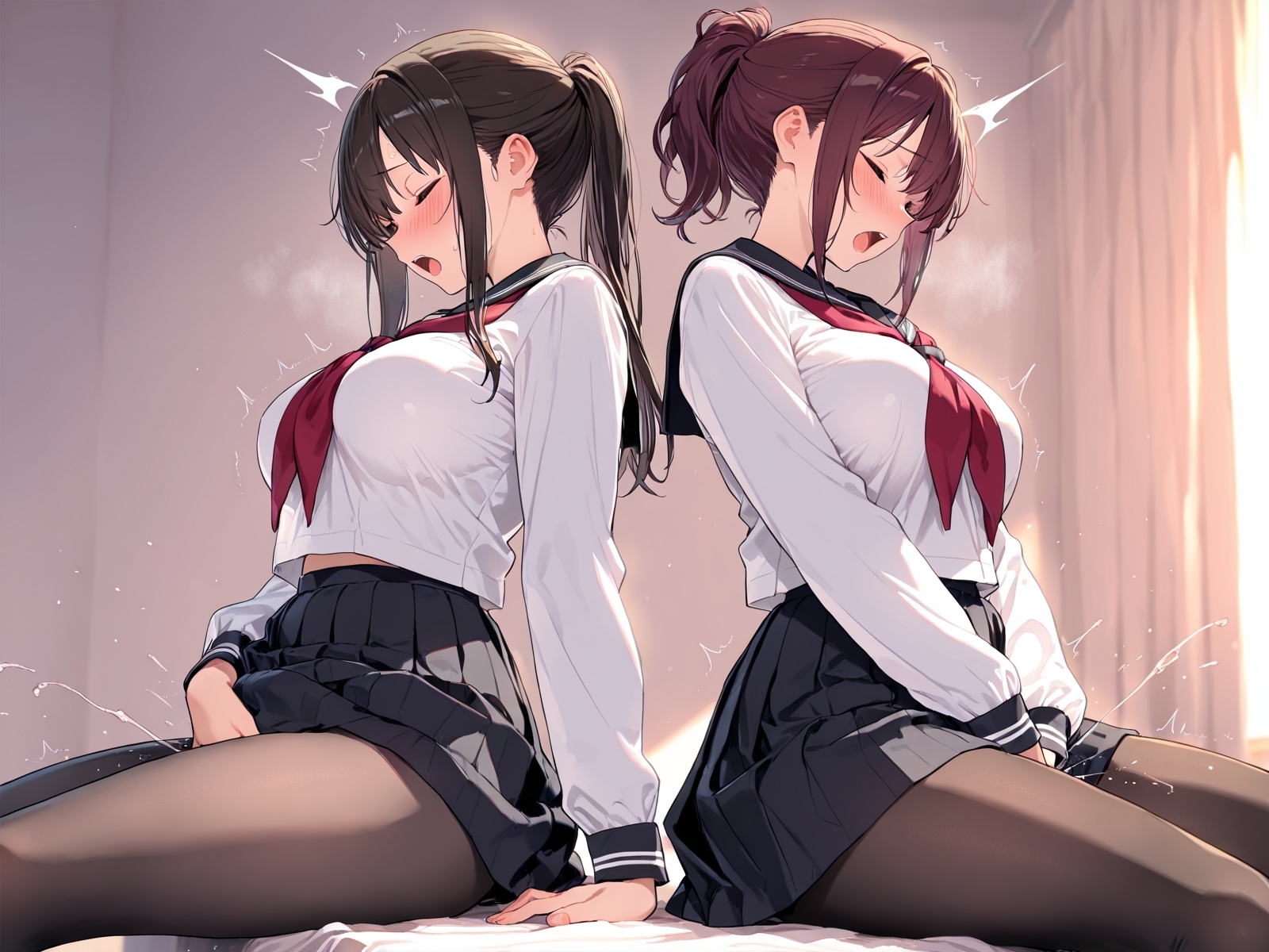 【角オナニー動画】きもちいい角を見つけちゃった女の子たち～パート(14)制服スペシャル！「雪見だいふくちゃん」&「Amiちゃん」の2人でオナニー – Preview 2