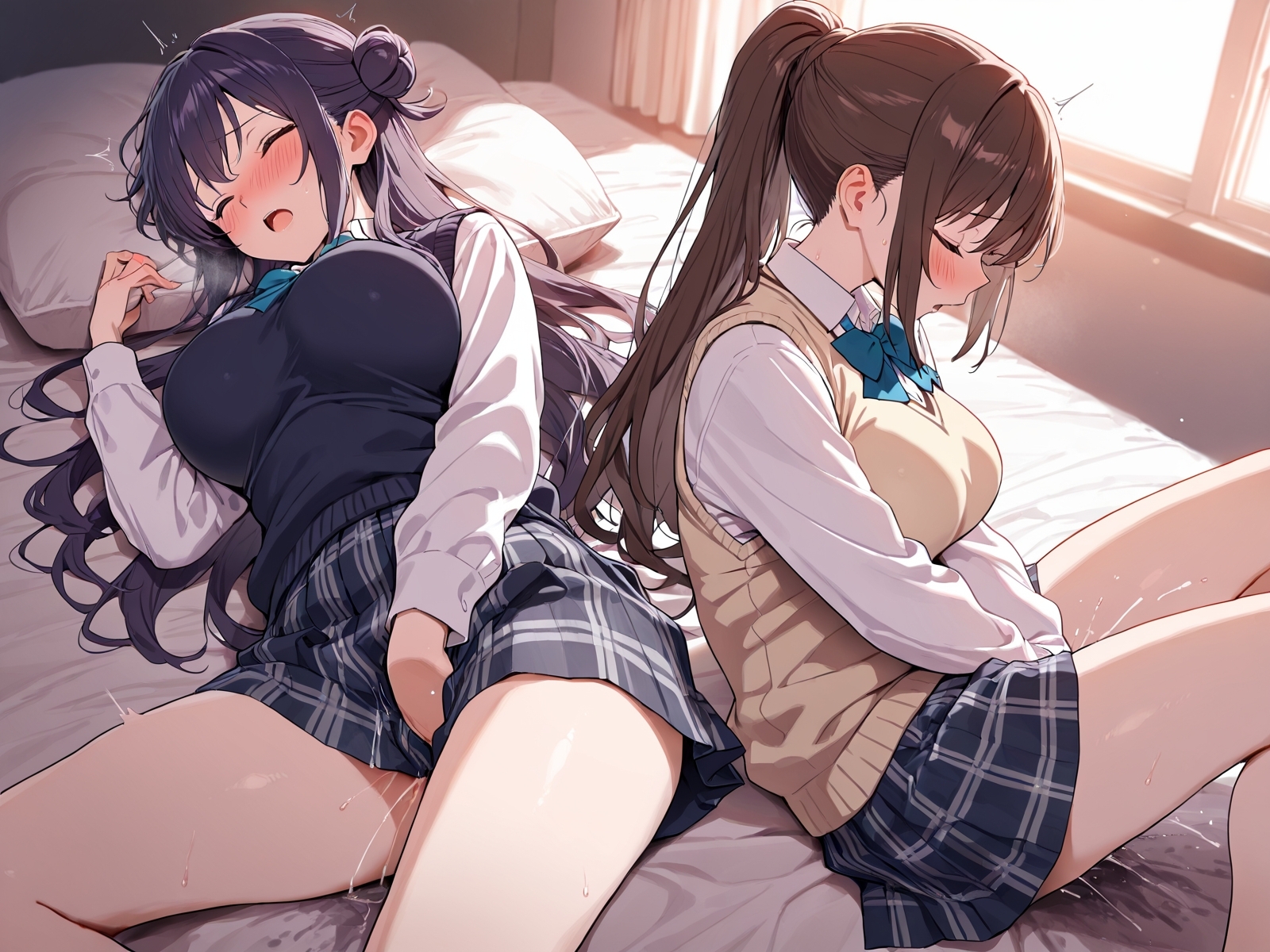 【角オナニー動画】きもちいい角を見つけちゃった女の子たち～パート(14)制服スペシャル！「雪見だいふくちゃん」&「Amiちゃん」の2人でオナニー – Preview 3