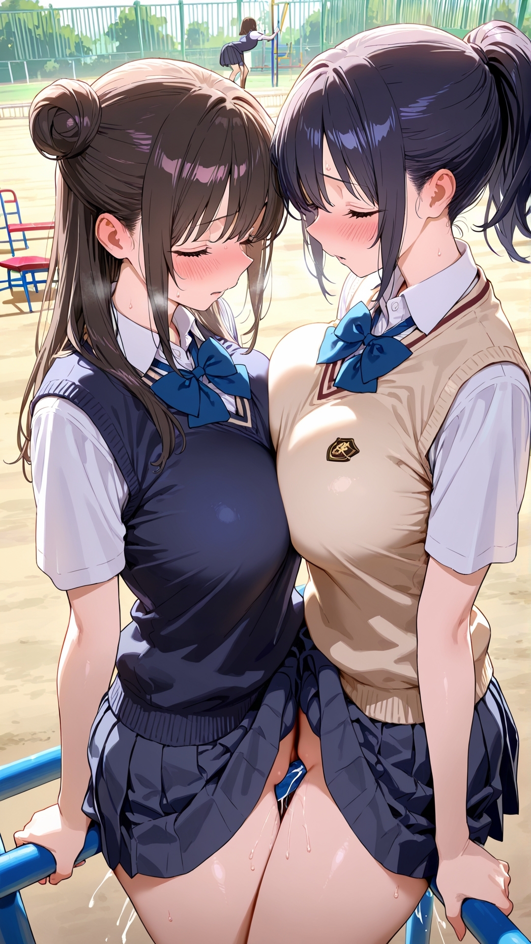 【角オナニー動画】きもちいい角を見つけちゃった女の子たち～パート(14)制服スペシャル！「雪見だいふくちゃん」&「Amiちゃん」の2人でオナニー – Preview 9