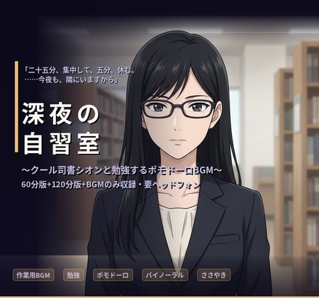 【勉強・作業用BGM】深夜の自習室 ～クール司書シオンと25分×集中ポモドーロ～ – main preview