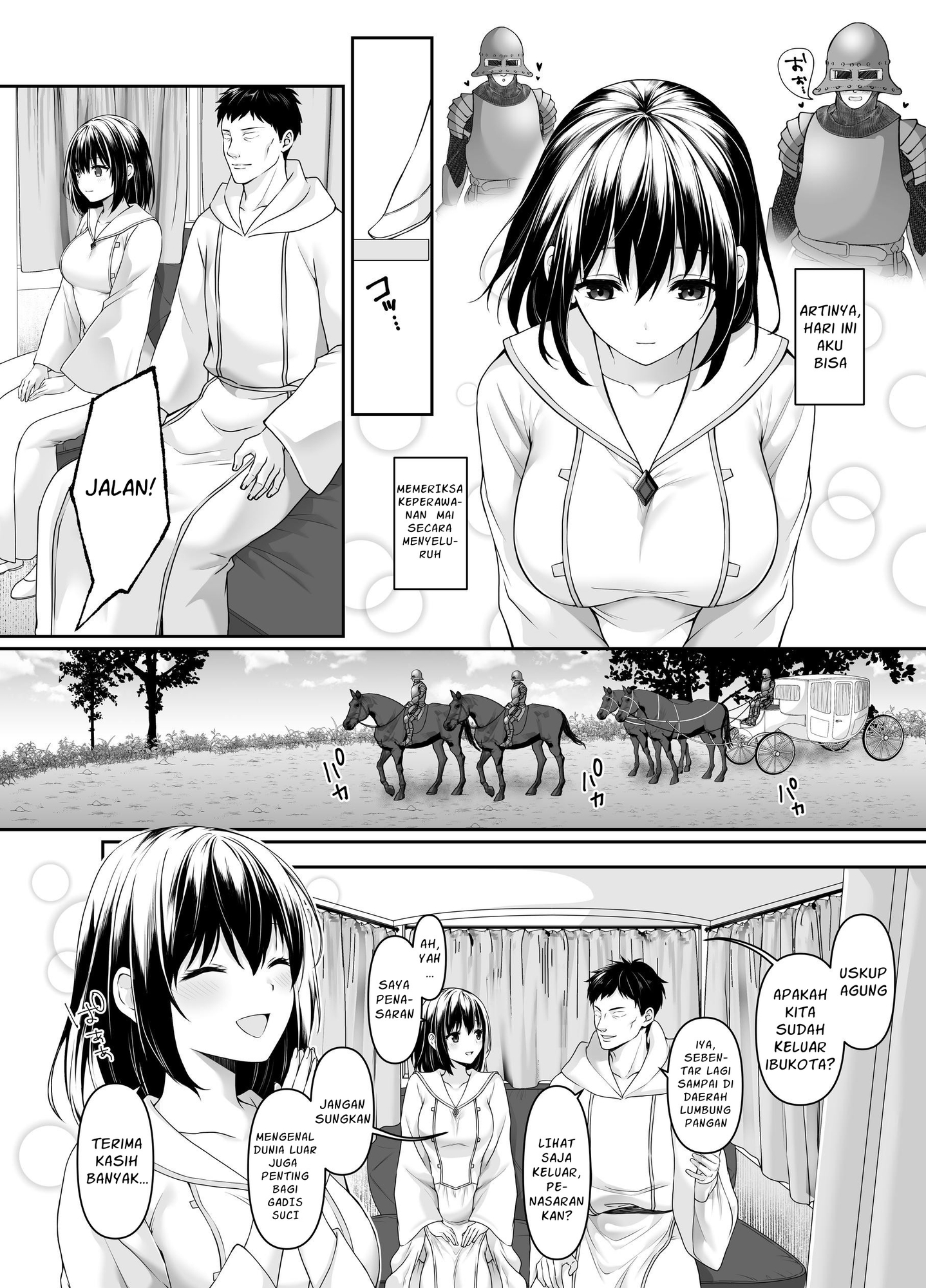 【インドネシア語版】何も知らない黒髪聖女が悪徳司教にねっとり処女検査をされる話