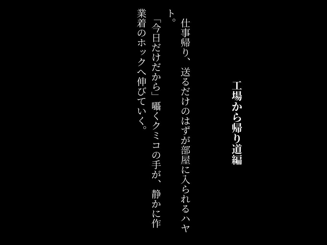 4K高画質の500ページ[セリフ付き] 人妻の工場作業員姦〜同じ作業場の人妻同僚が家に押しかけて年下後輩を襲う話