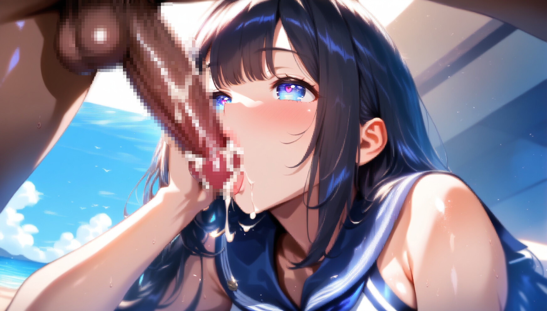 【キョウカ】セーラー水着で開放感MAXでアクメ絶頂【素股フェラ特化】