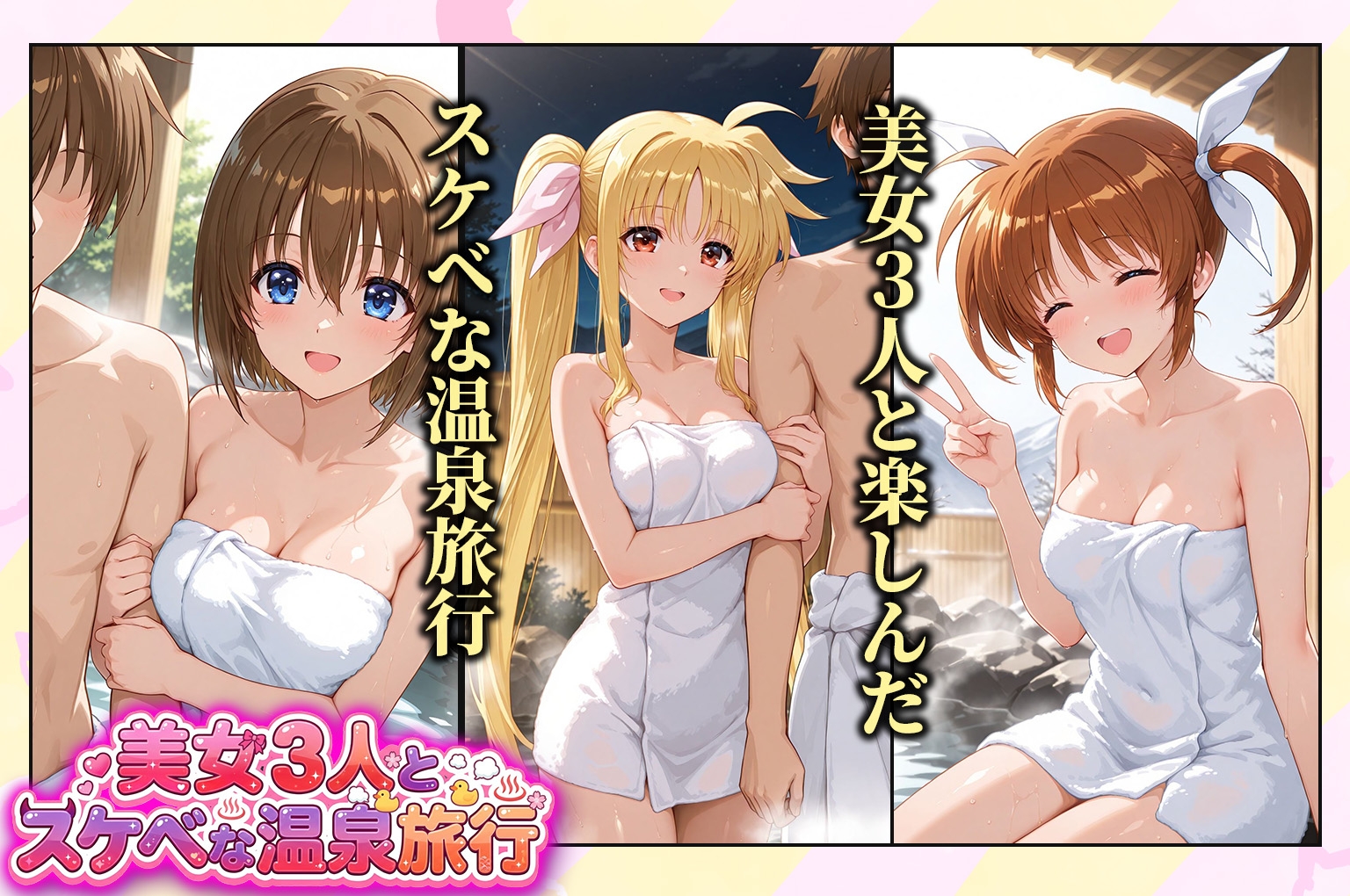 美女3人とスケベな温泉旅行～なのは・フ〇イトテスタロッサ・八神