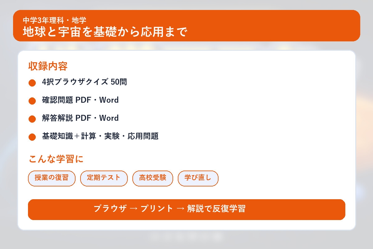 中学3年理科・地学マスター50問演習～ゲームで学ぶ地学基礎確認クイズ～ – Preview 4