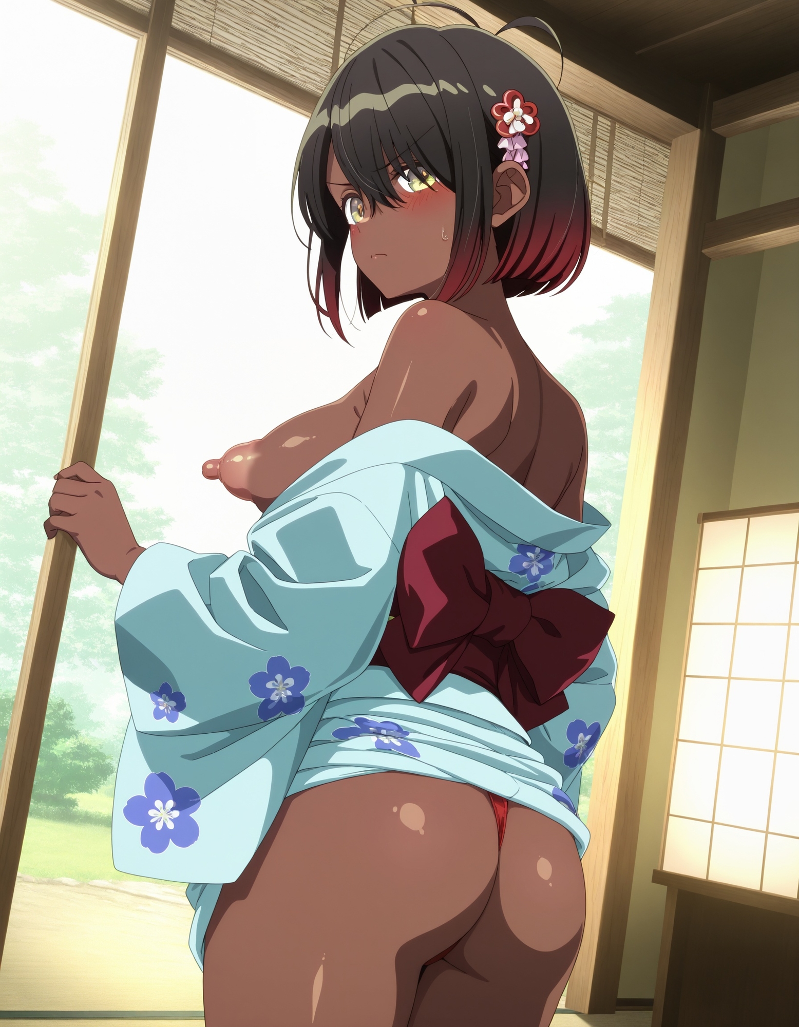 浴衣でパンチラ