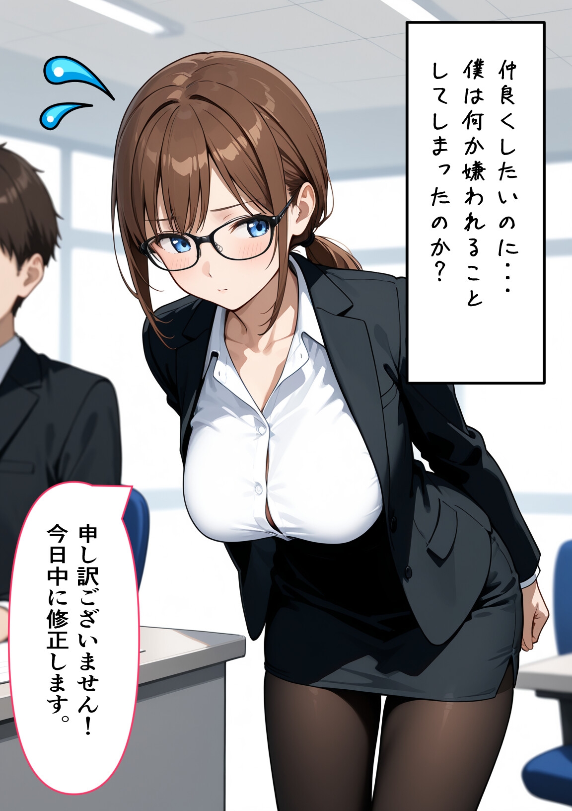 巨乳の後輩ちゃんと2人きりオフィスでOL服着たままセックス ～仕事中笑わないのにエッチ中デレデレに～