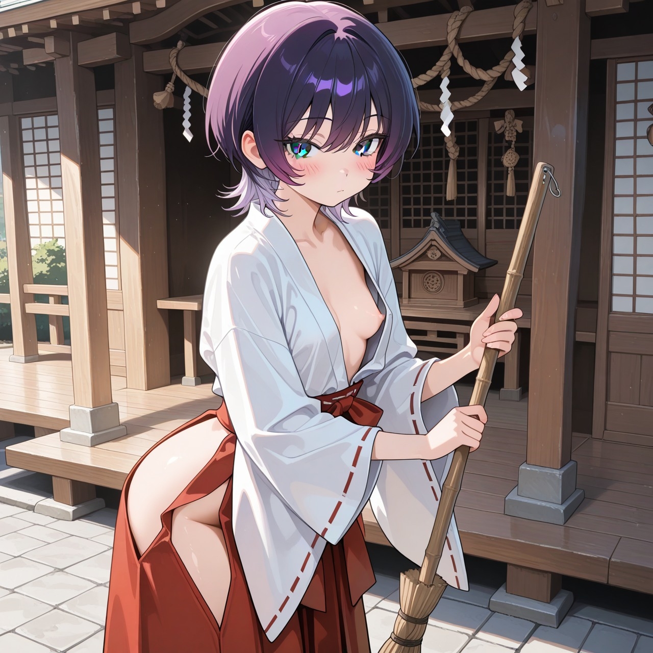 紫ショートちゃんの秘密のコスプレ撮影会 ～バニー・レースクイーン・巫女・ナース～【R18 AI CG集】