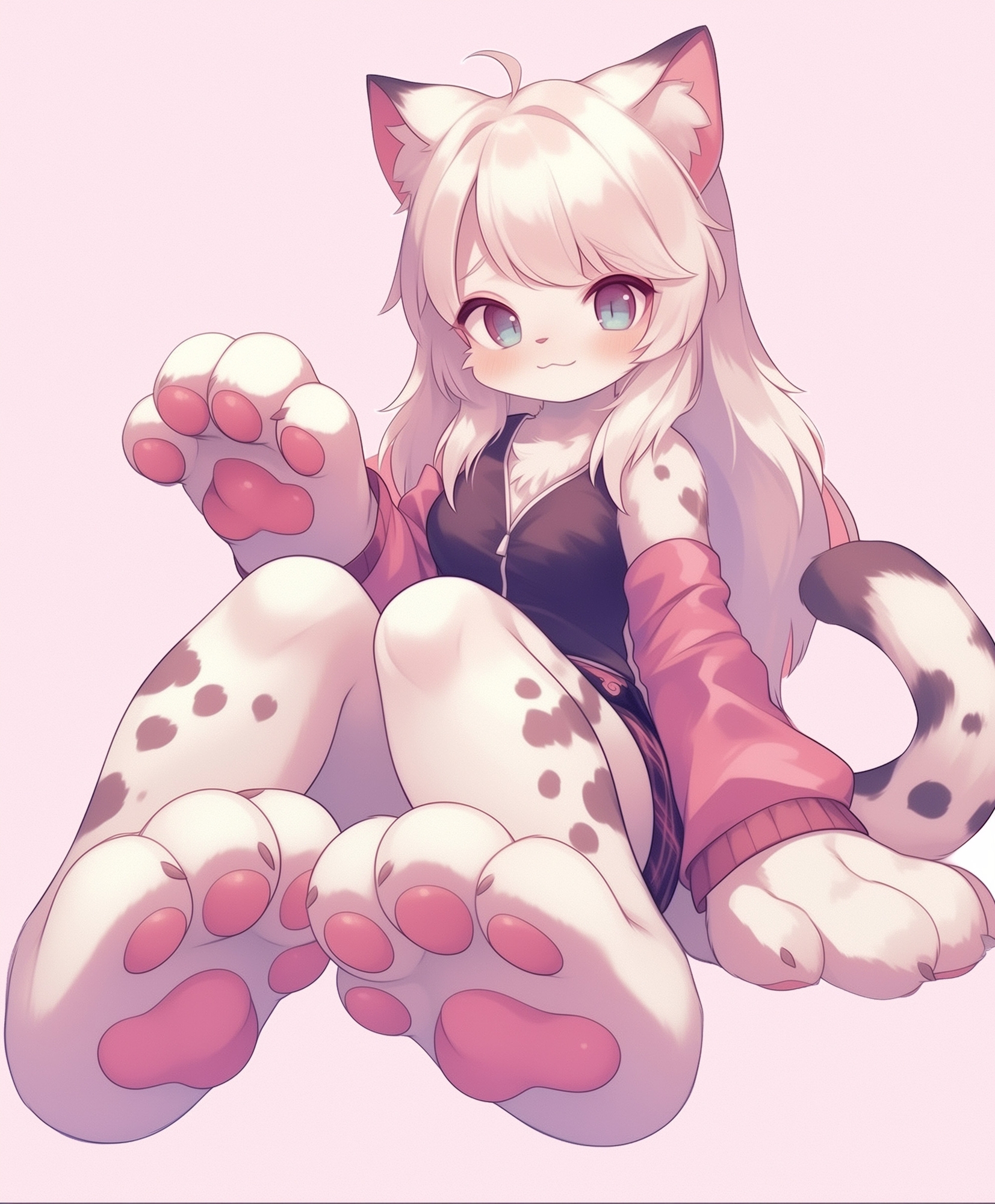 風呂キャン猫娘の足裏肉球の匂いとチ〇ールフェラ