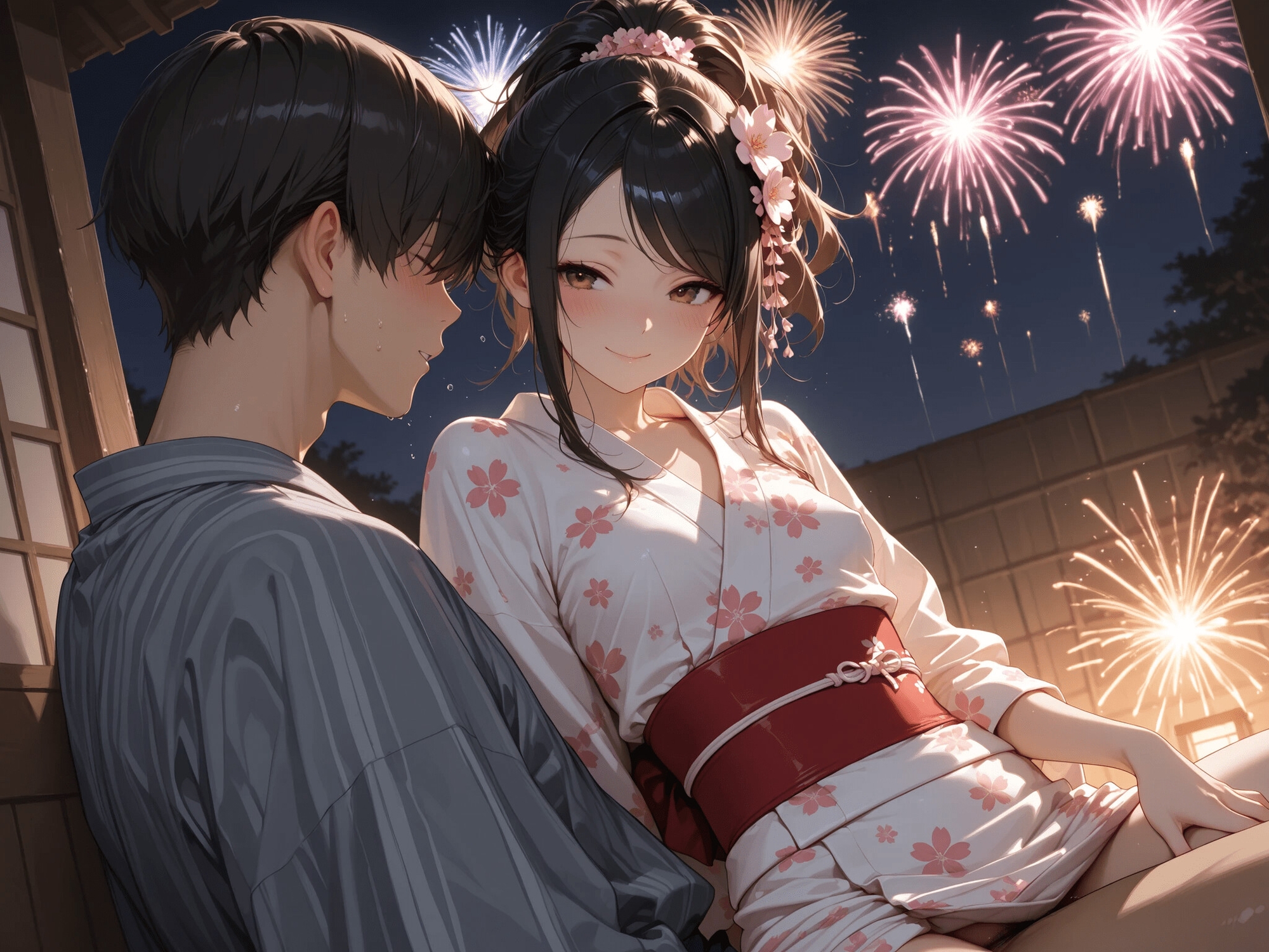 花火大会で浴衣着たままえっち！花火もえっちもパンパンしよう。