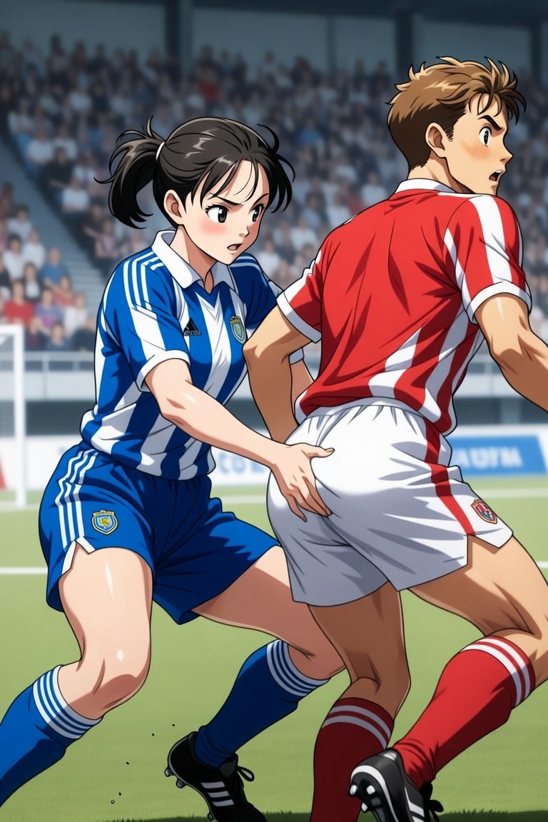 男子VS女子サッカー ～女子選手に股間とお尻を触られ脱力する男子たち～